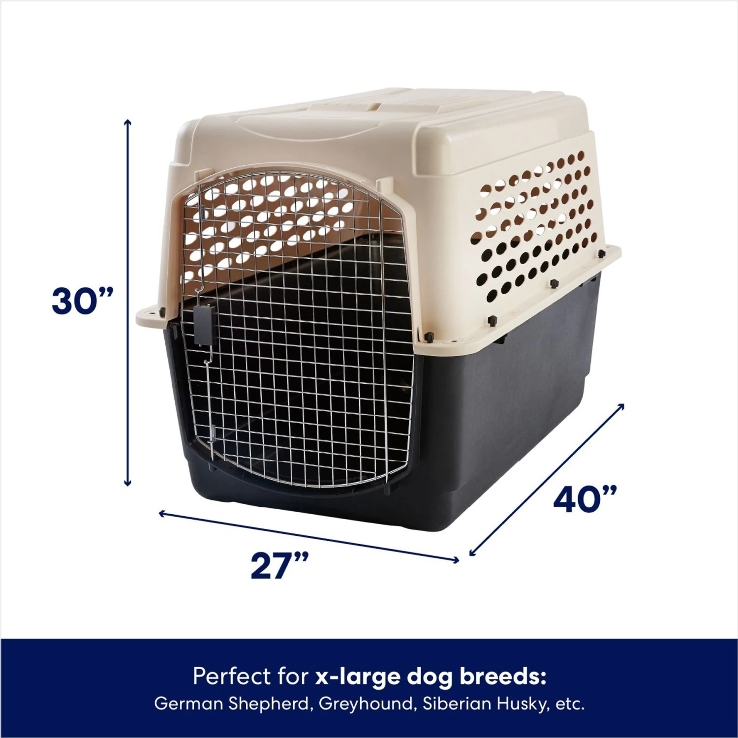 Frisco Plastic Dog & Cat Kennel, Almond & Black - Image 2