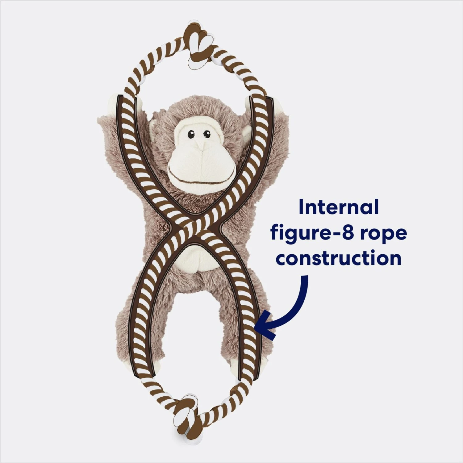 Frisco Monkey Plush With Rope Squeaky Dog Toy - Image 3