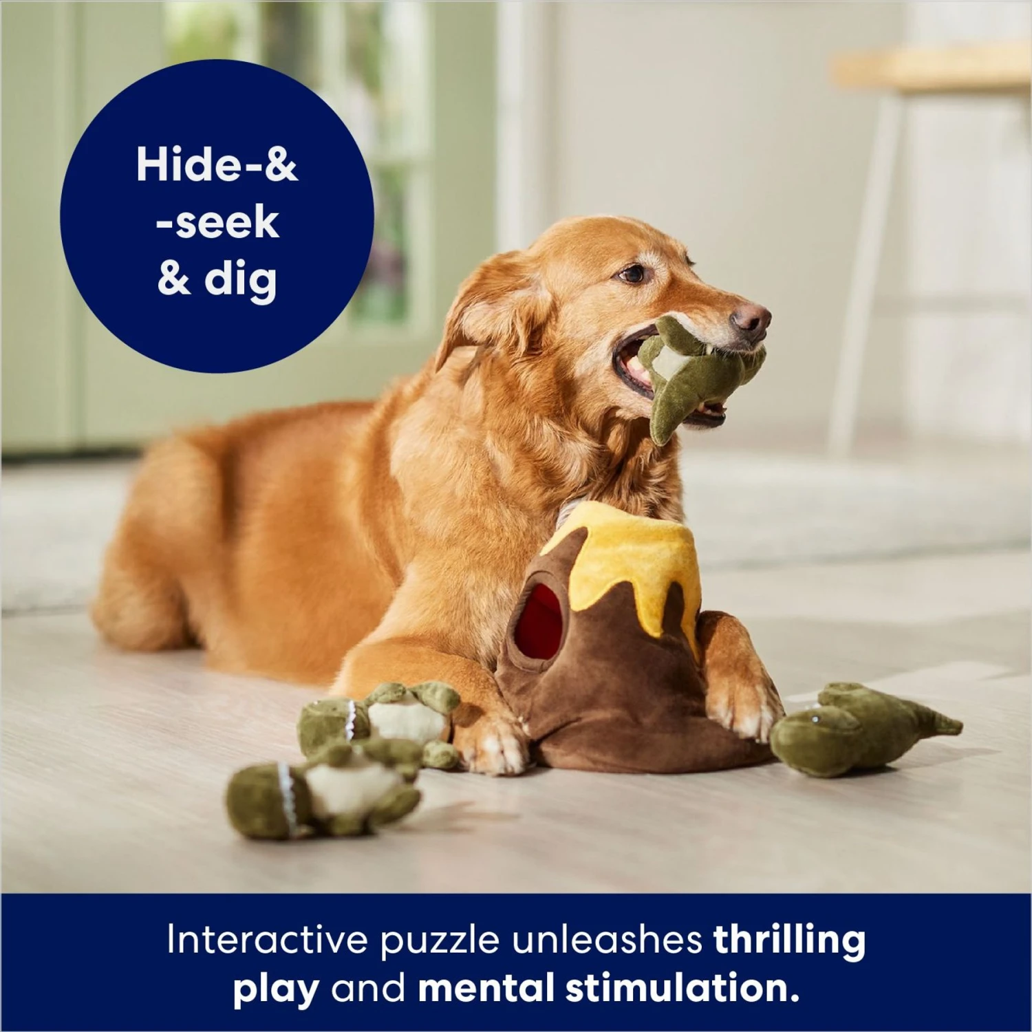Frisco Volcano Hide & Seek Puzzle Plush Squeaky Dog Toy - Image 4