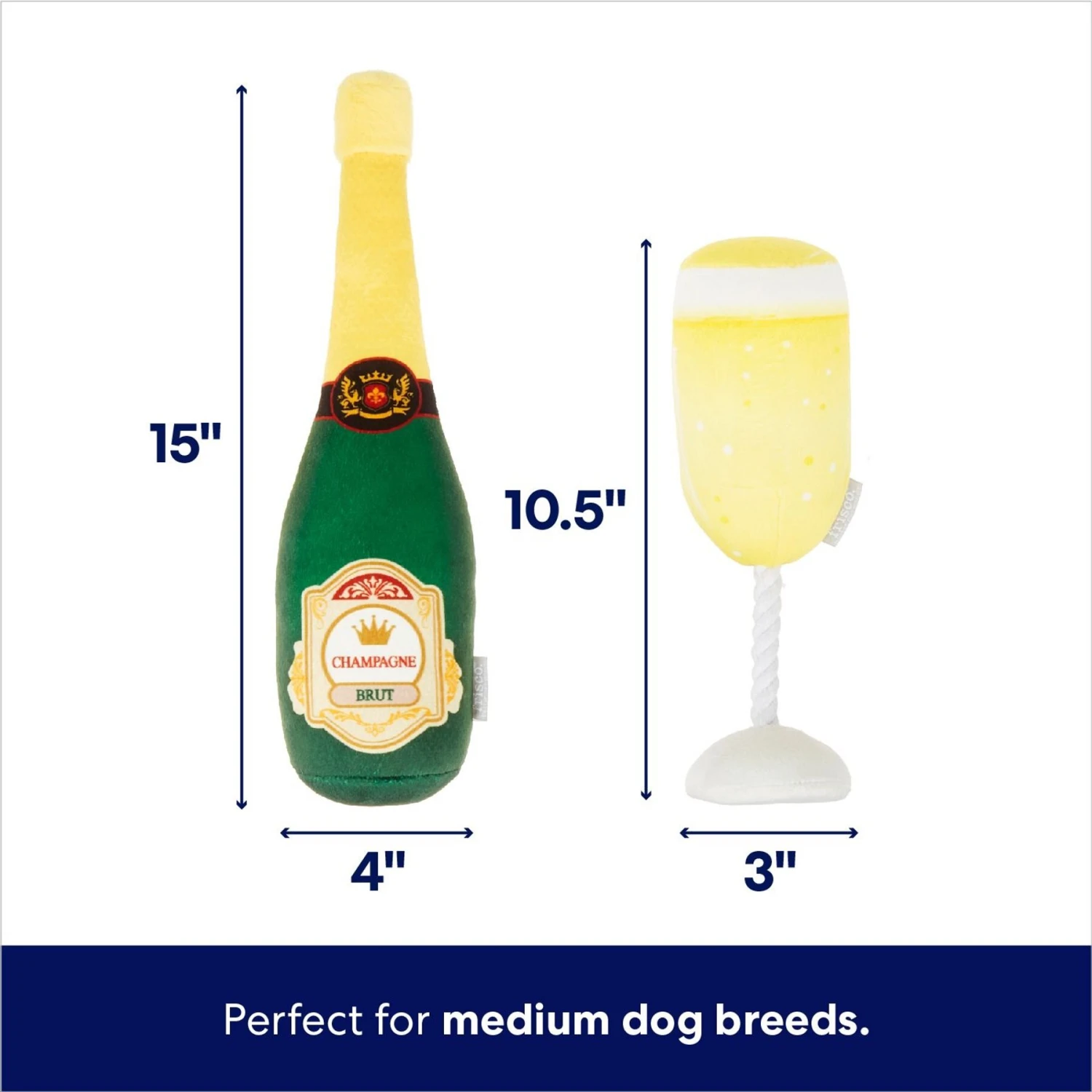 Frisco Champagne & Flute Plush Squeaky Dog Toy - Image 2