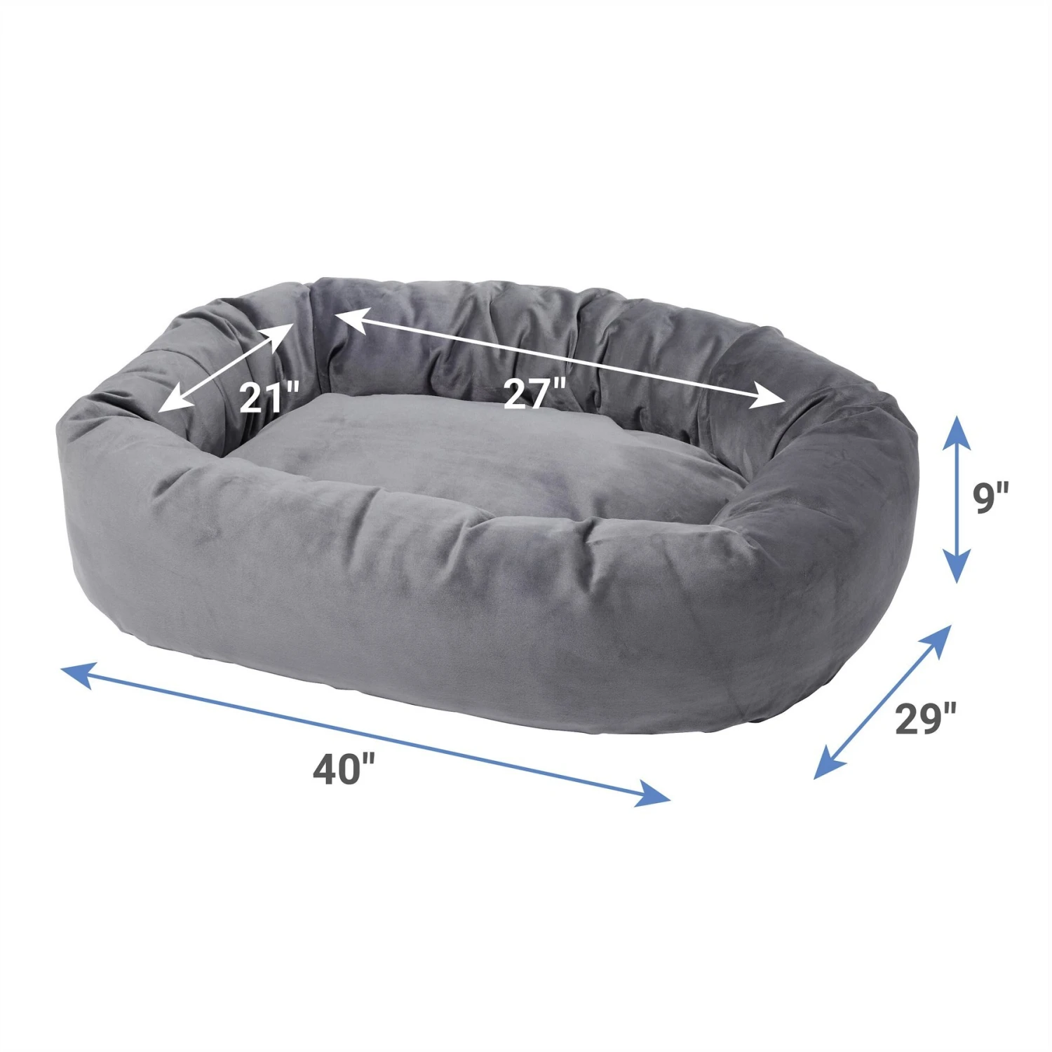 Frisco Velvet Round Bolster Dog Bed W/Removable Cover - Image 2