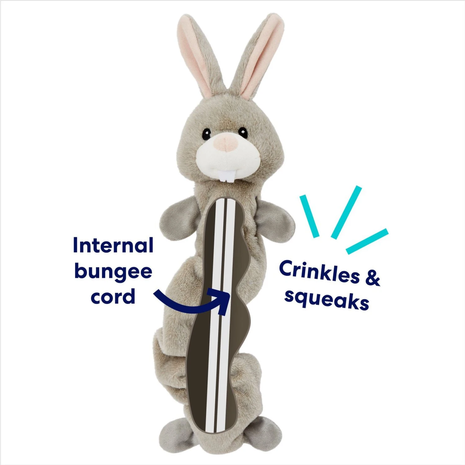 Frisco Bunny Bungee Plush Squeaky Dog Toy - Image 3