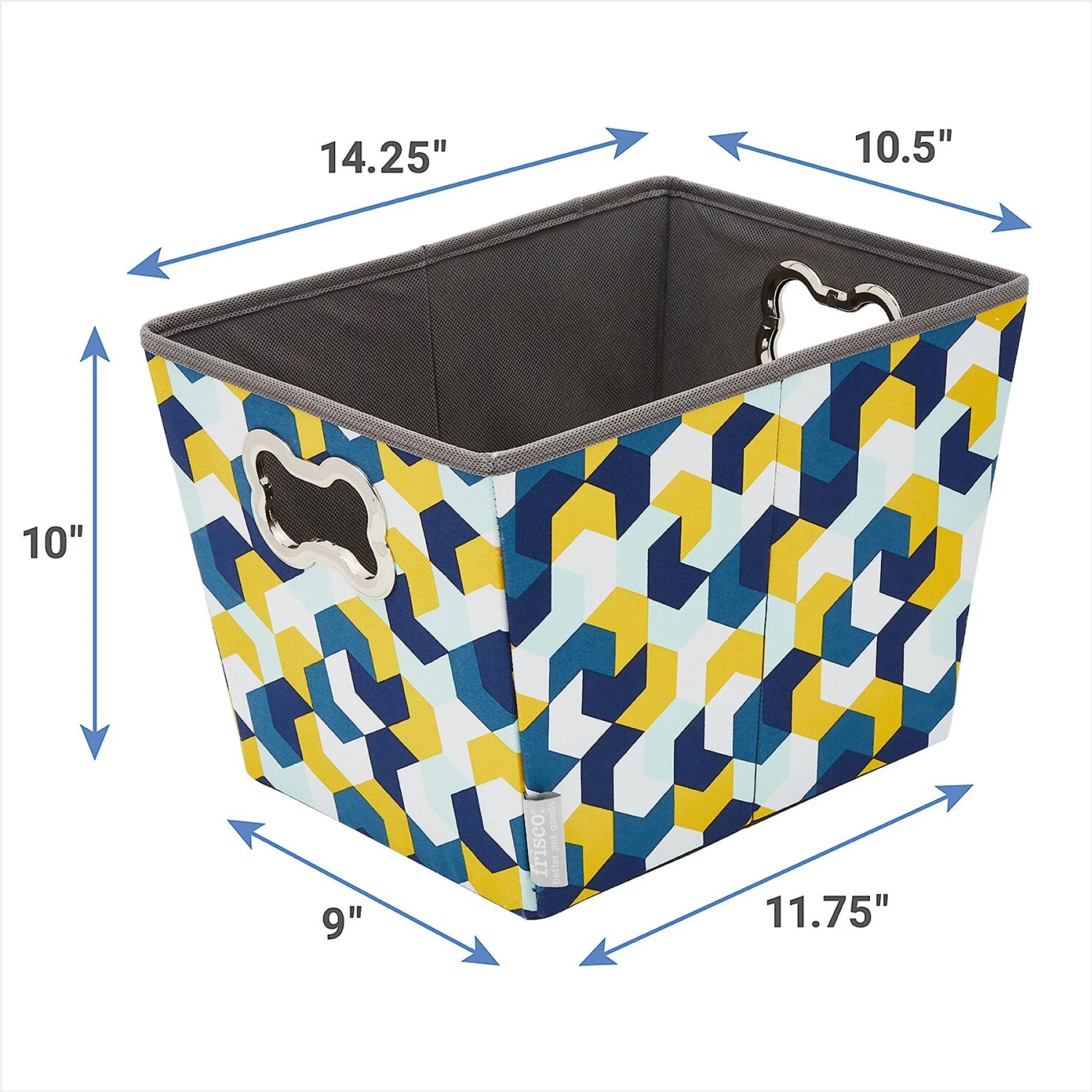 Frisco Rectangle Collapsible Pet Toy Storage Bin, Yellow Geometric - Image 3