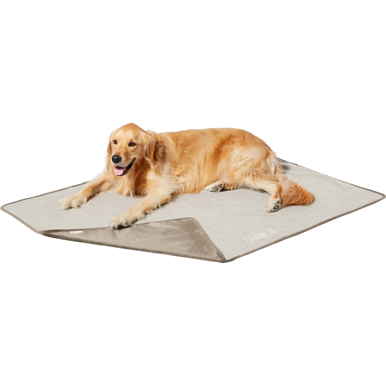 Frisco Faux Linen Personalized Dog & Cat Blanket, Beige, Large - Image 2