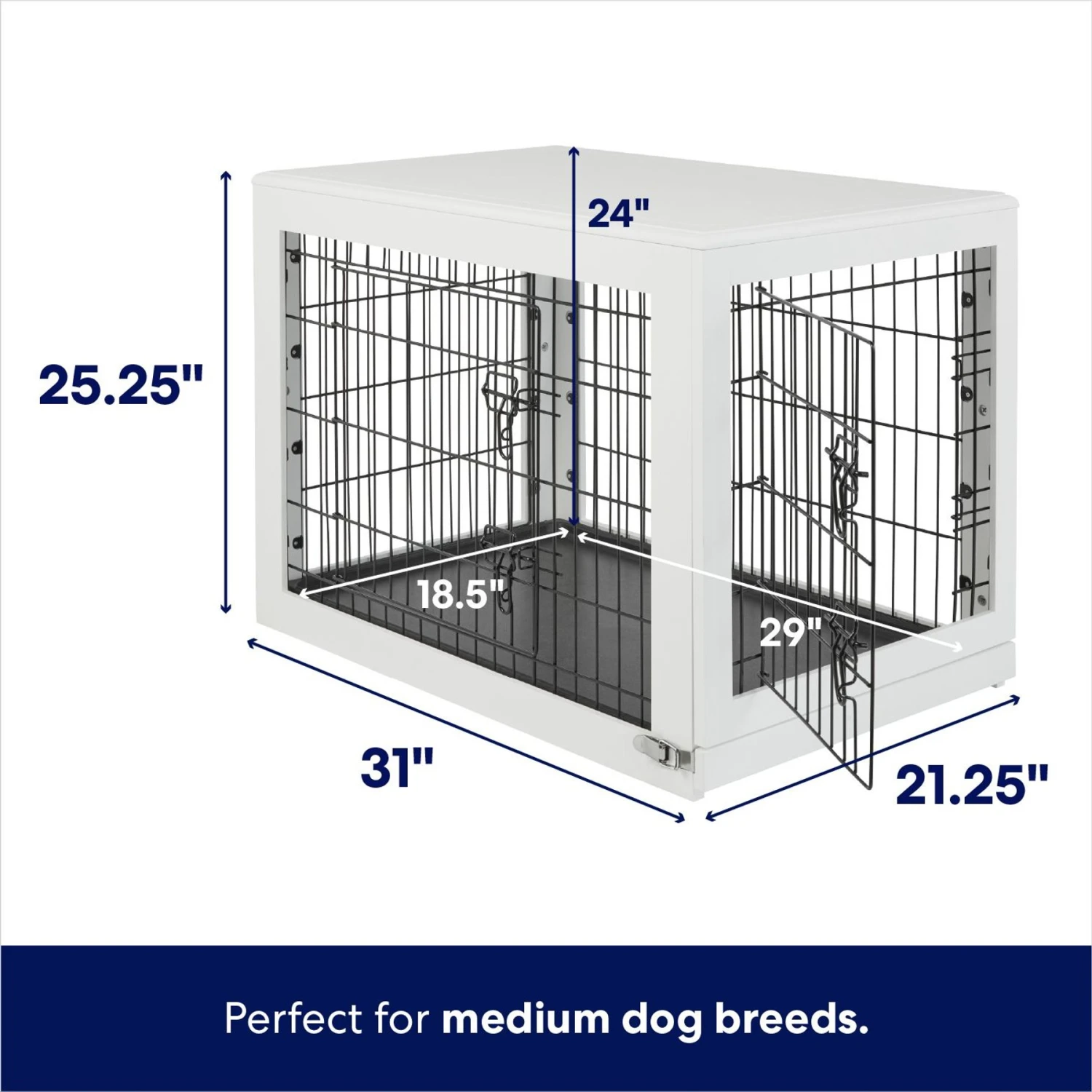 Frisco Double Door Furniture Style Dog Crate, White - Image 2