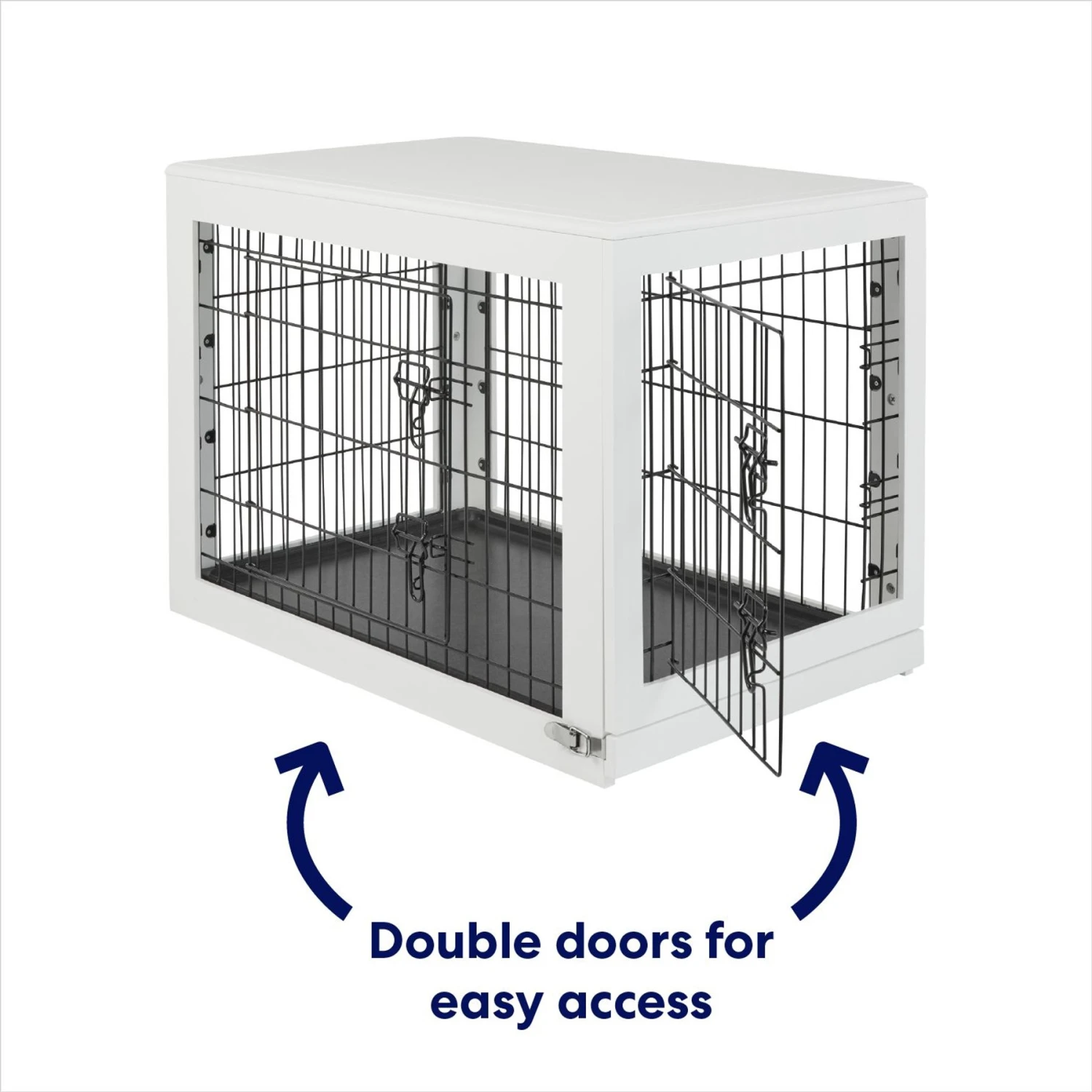Frisco Double Door Furniture Style Dog Crate, White - Image 3