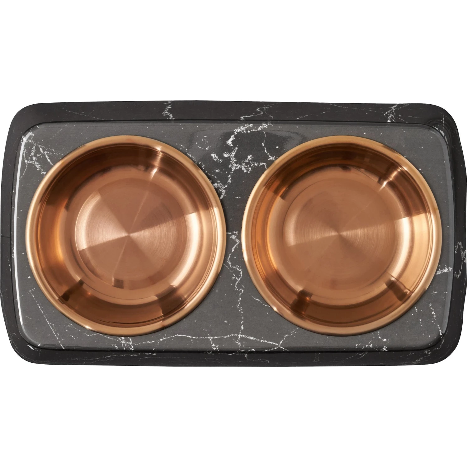 Frisco Copper Stainless Steel Double Dog & Cat Bowls With Black Marble Stand - Image 5