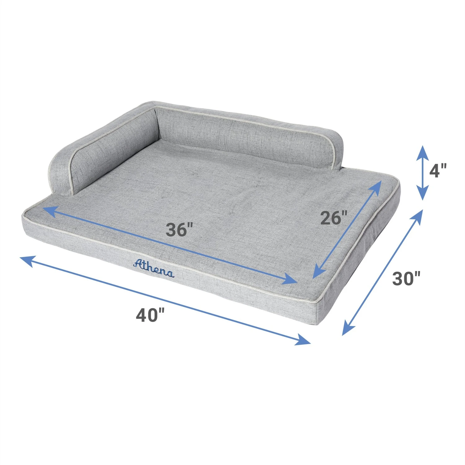 Frisco Faux Linen Corner Personalized Bolster Dog Bed W/Removable Cover, Harbour Blue, XL - Image 2