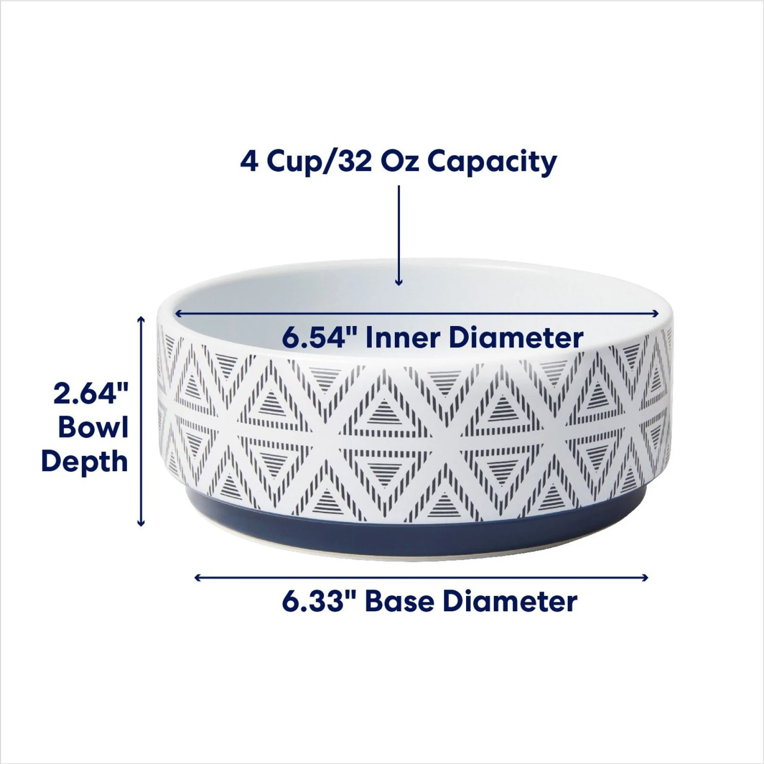 Frisco Geometric Triangles Non-skid Ceramic Dog & Cat Bowl - Image 2