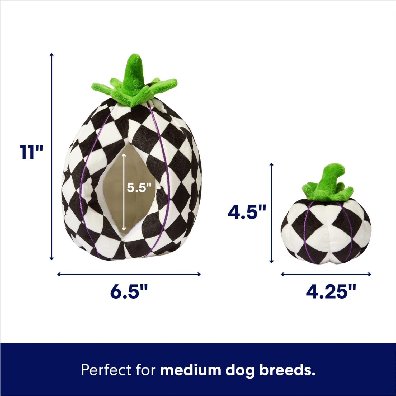 Frisco Halloween Fancy Pumpkin 2-in-1 Plush Squeaky Dog Toy - Image 2