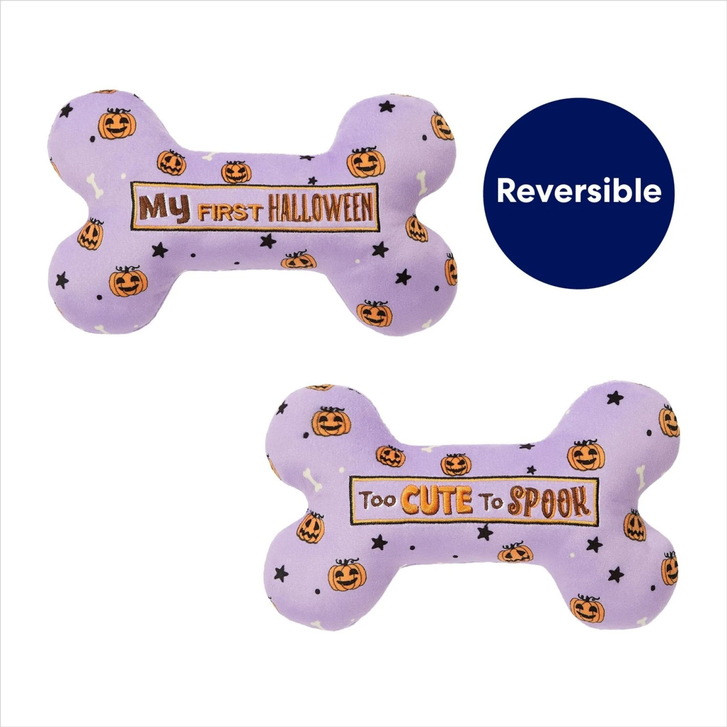 Frisco Halloween My First Halloween Bone Reversible Plush Squeaky Dog Toy - Image 3