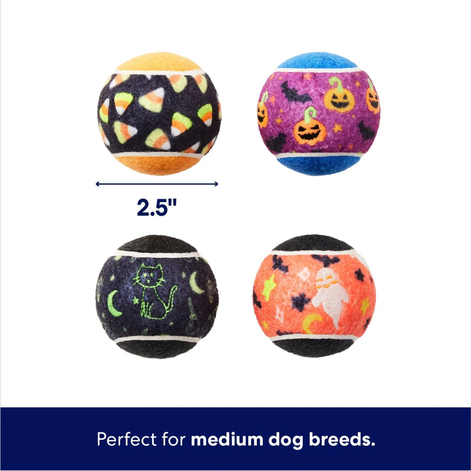 Frisco Halloween Glow In The Dark Fetch Squeaky Tennis Ball Dog Toy - Image 2