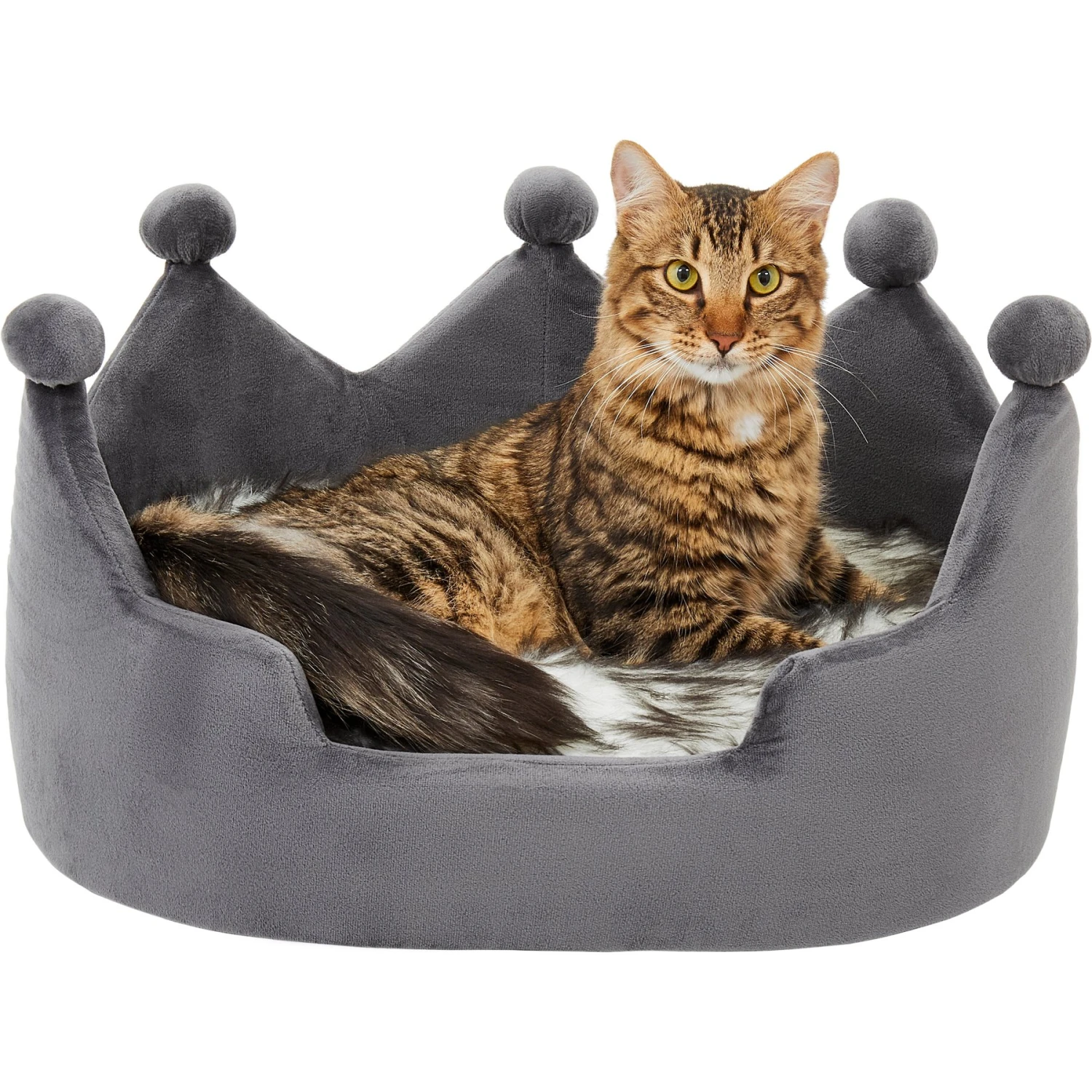 Frisco Faux Fur Crown Pillow Cat & Dog Bed - Image 3