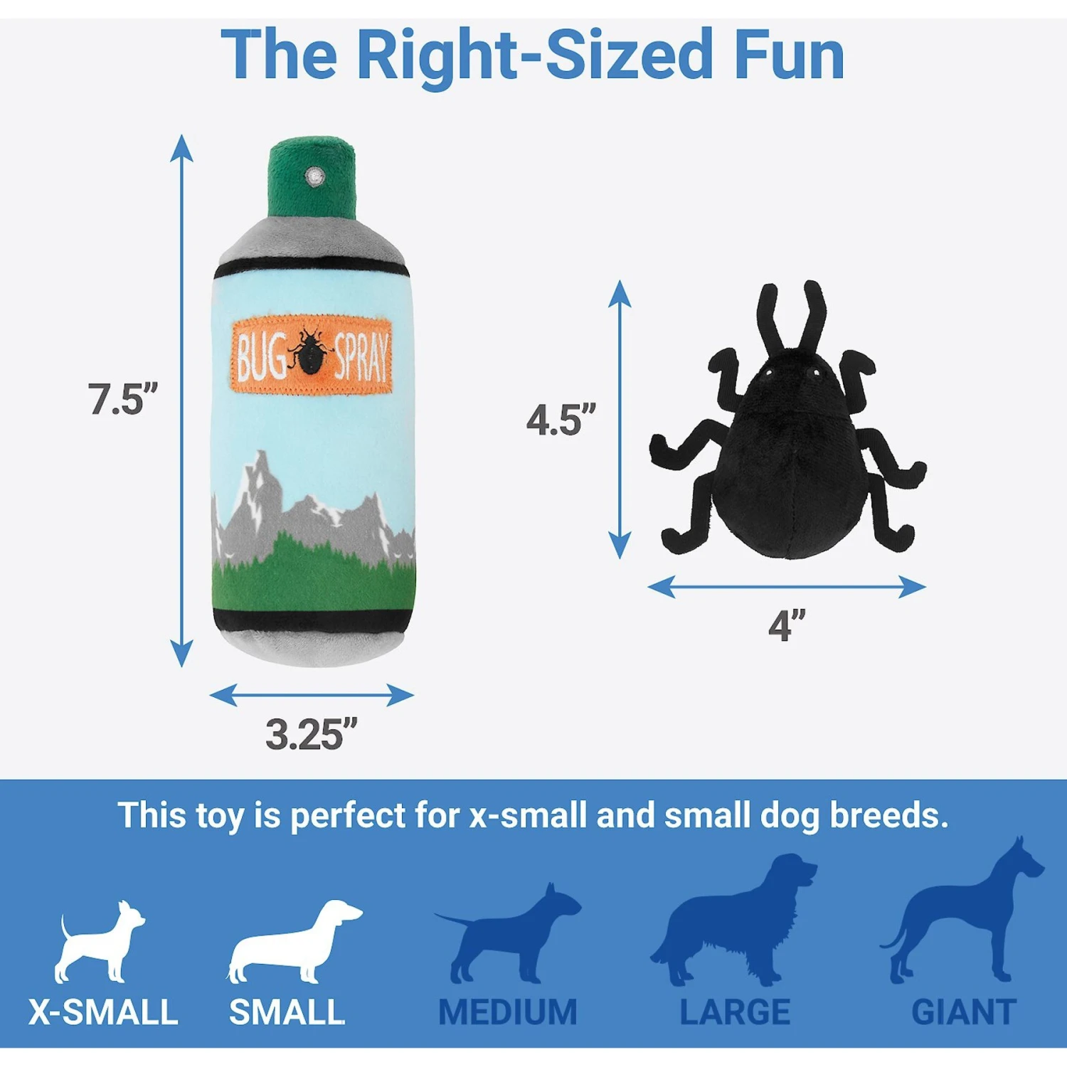 Frisco Camping Bug Spray Plush Squeaky Dog Toy, 3 Count - Image 2