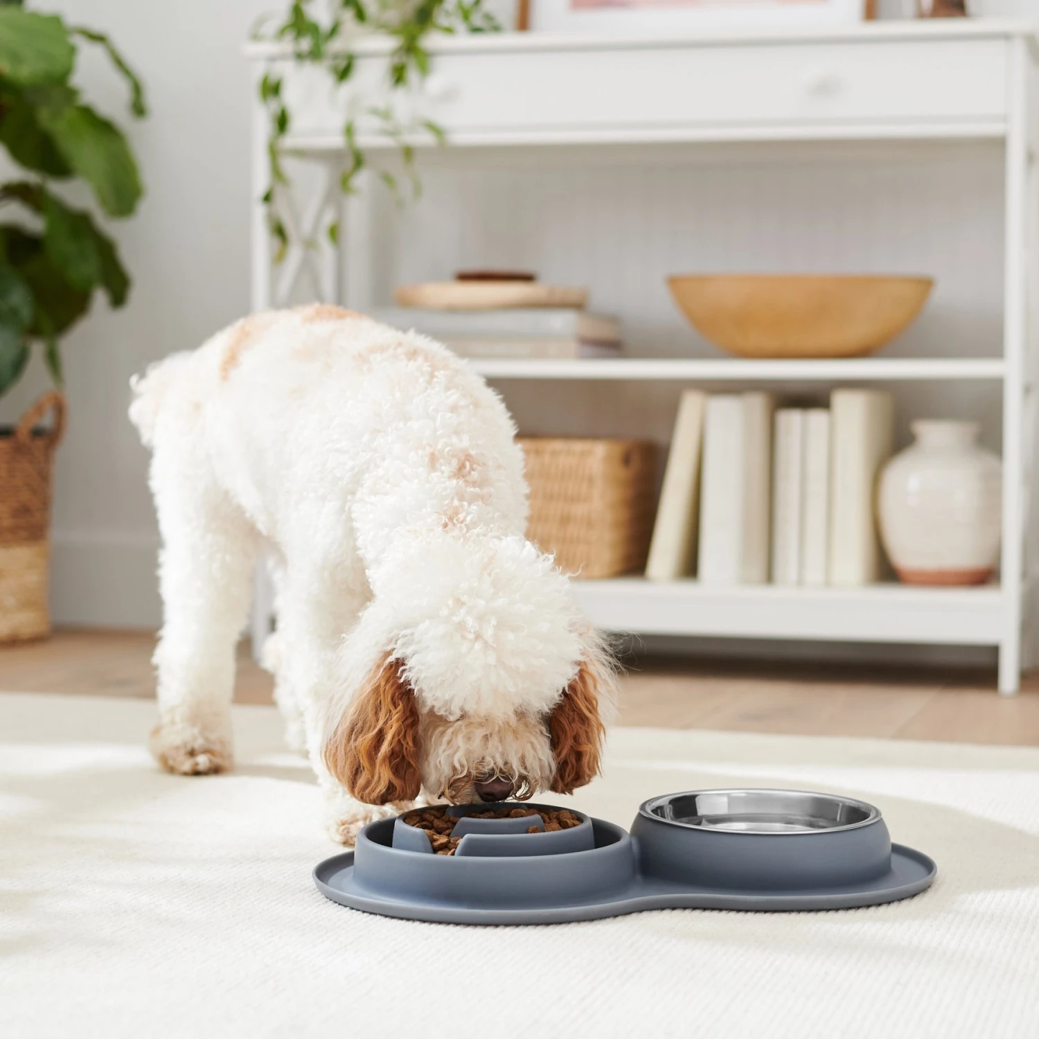 Frisco Silicone Stainless Steel Double Diner Slow Feeder Dog & Cat Bowl, Grey, 3 Cup - Image 3
