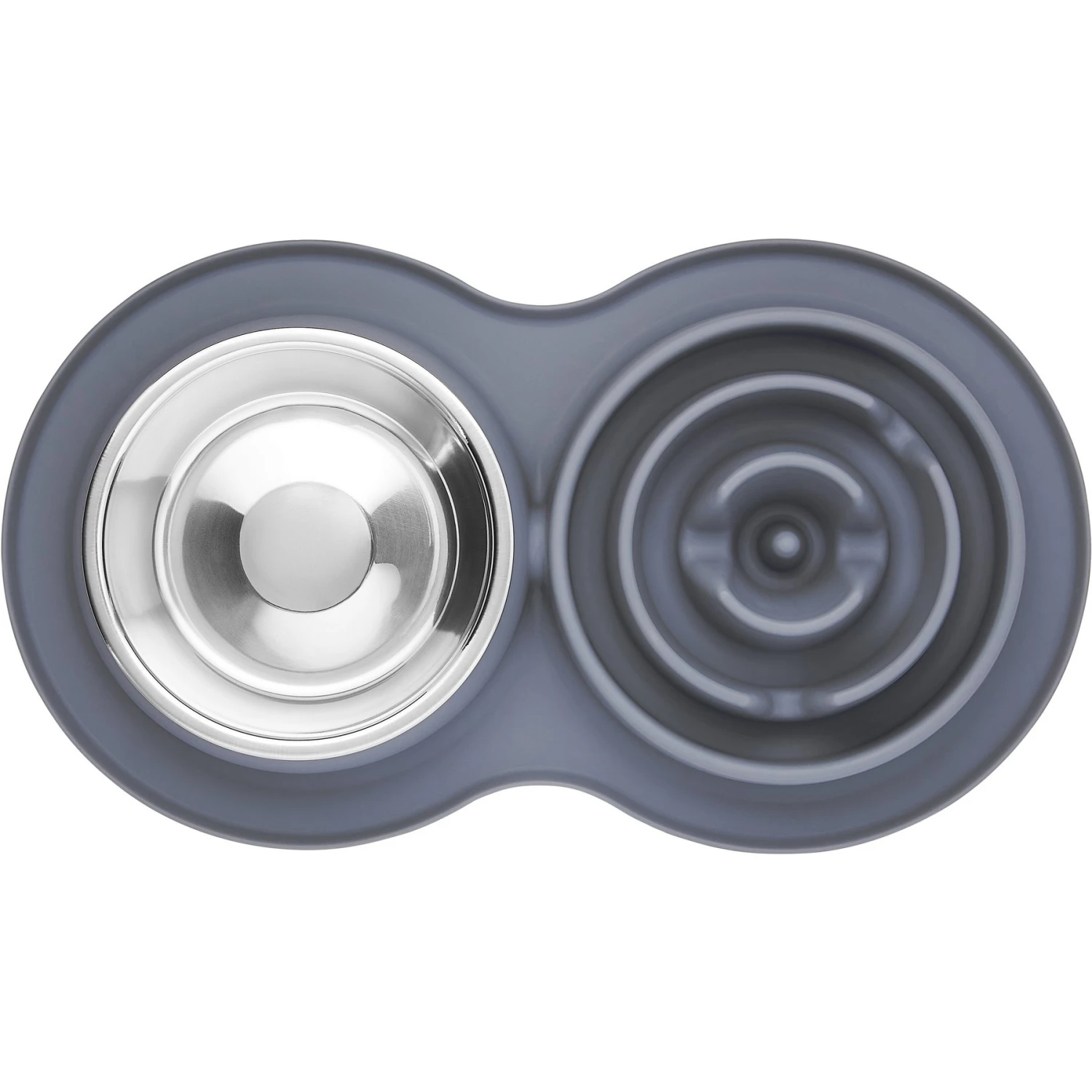 Frisco Silicone Stainless Steel Double Diner Slow Feeder Dog & Cat Bowl, Grey, 3 Cup - Image 4