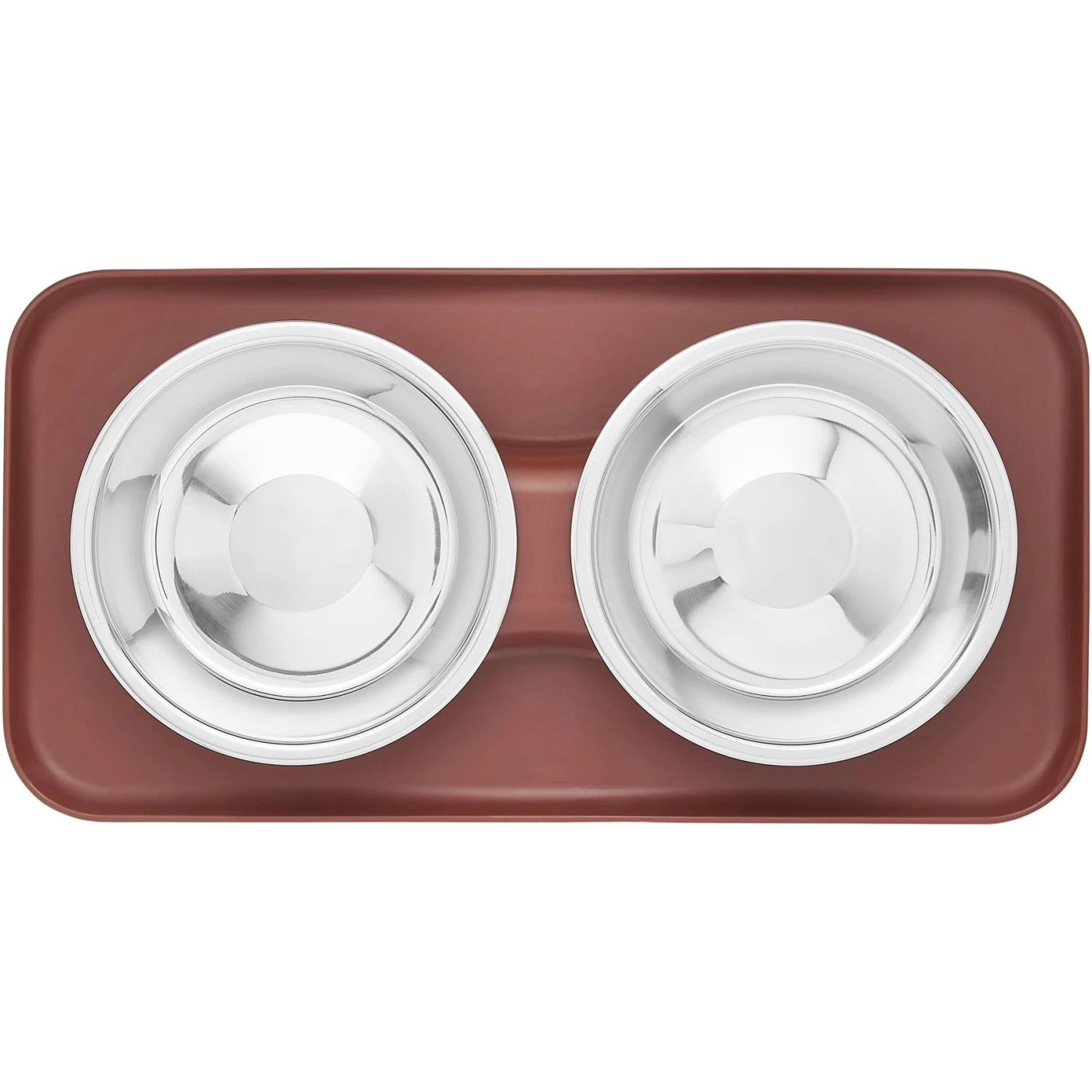 Frisco Silicone Stainless Steel Double Diner Dog & Cat Bowl, Brown - Image 5