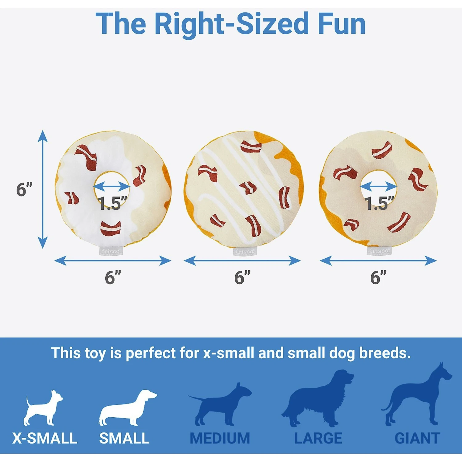 Frisco Fall Maple Bacon Donuts Plush Squeaky Dog Toy, 3 Count - Image 3