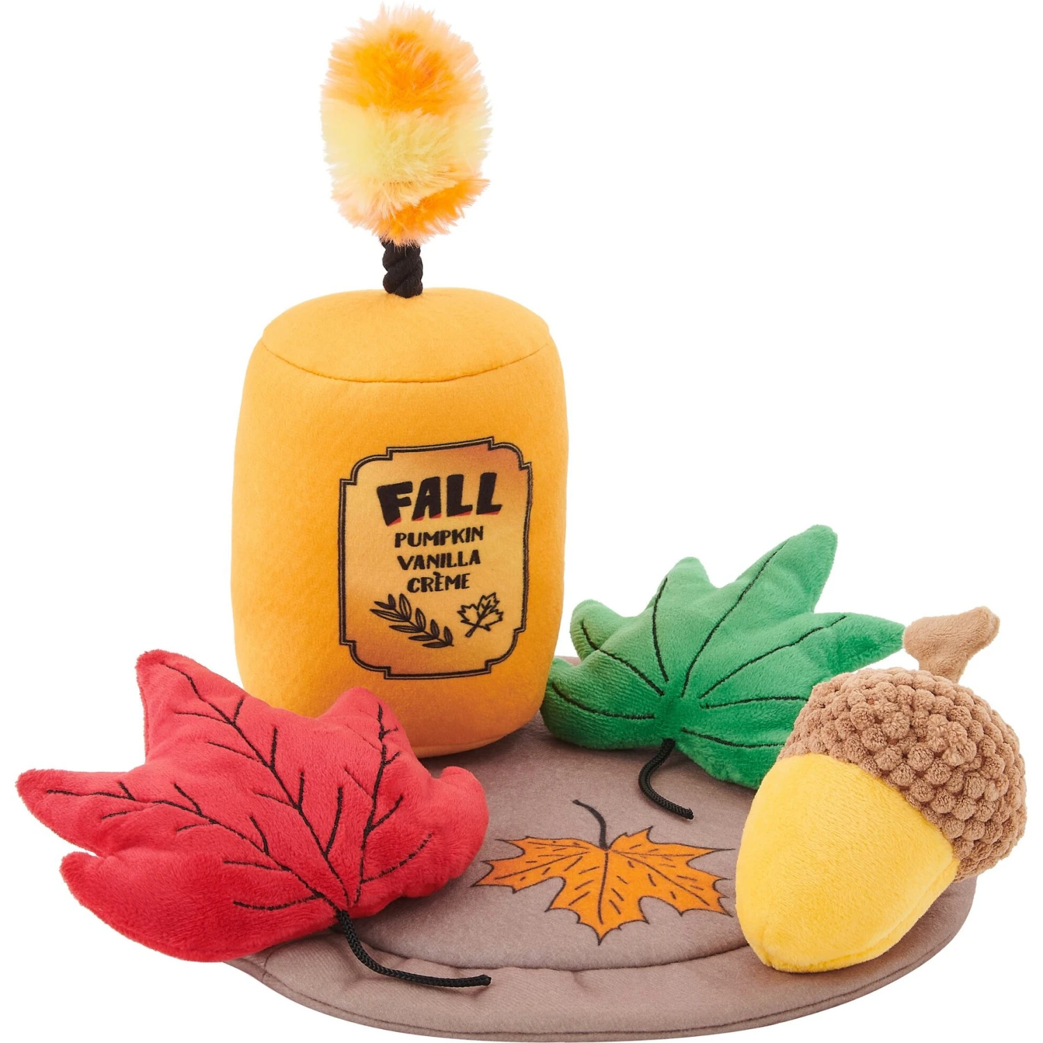 Frisco Fall Festive Candle Charger Plush Squeaky Dog Toy, 4 Count