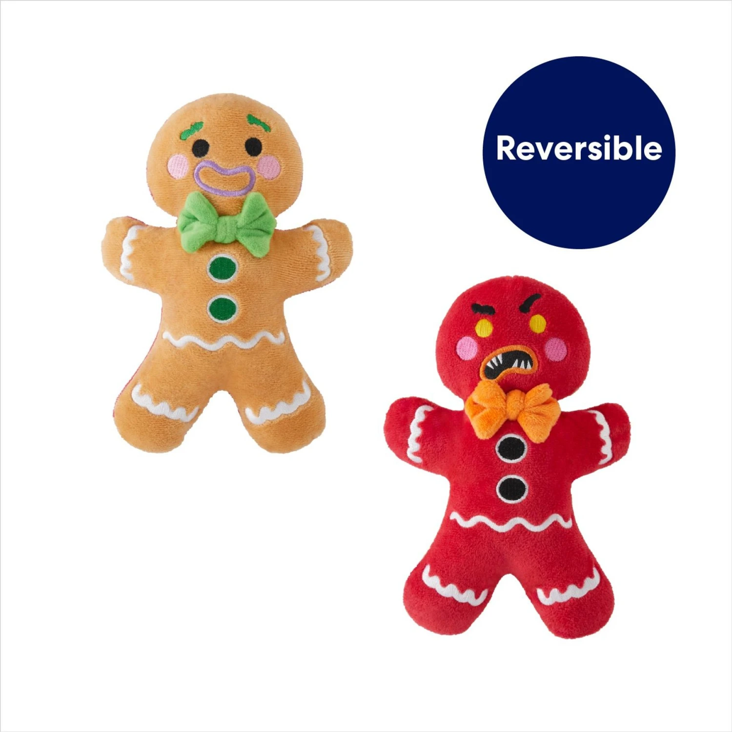 Frisco Holiday Naughty Or Nice Gingerbread Man Reversible Plush Squeaky Dog Toy - Image 3
