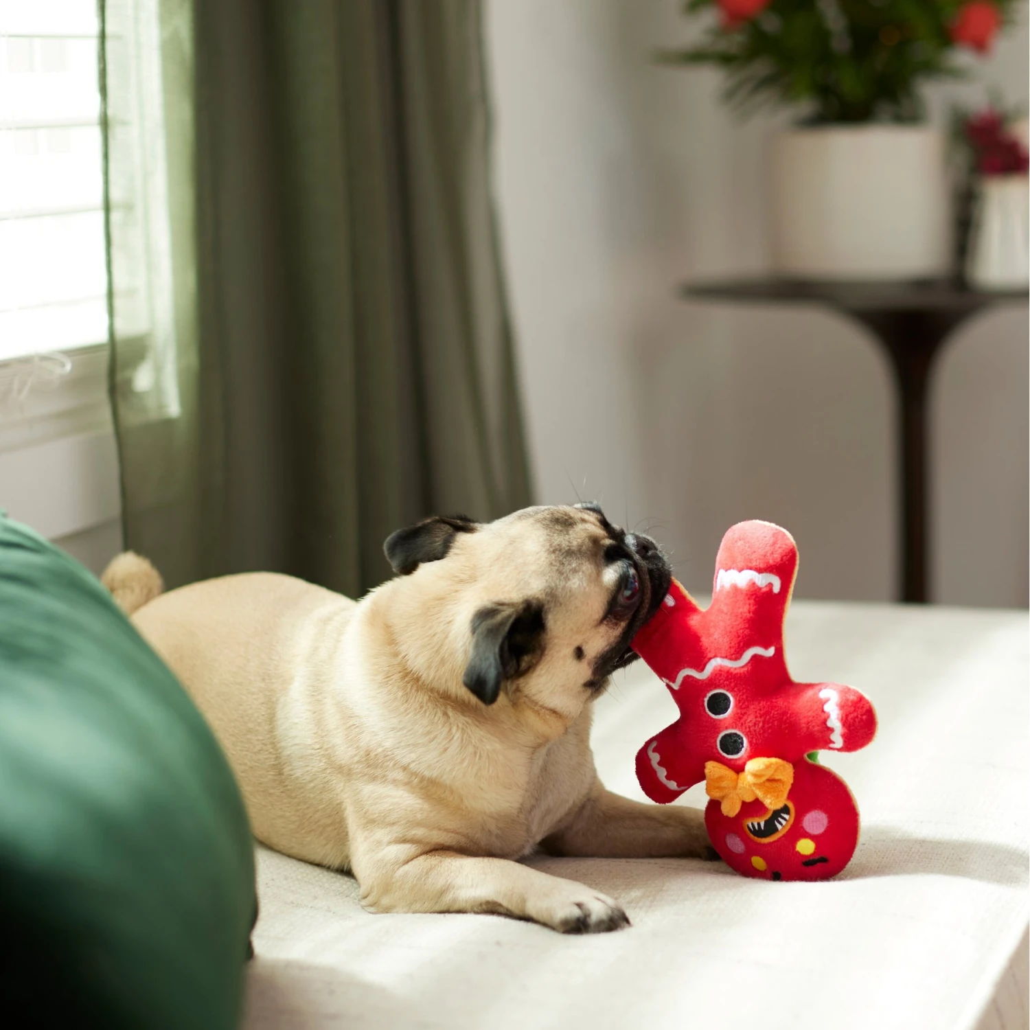 Frisco Holiday Naughty Or Nice Gingerbread Man Reversible Plush Squeaky Dog Toy - Image 4