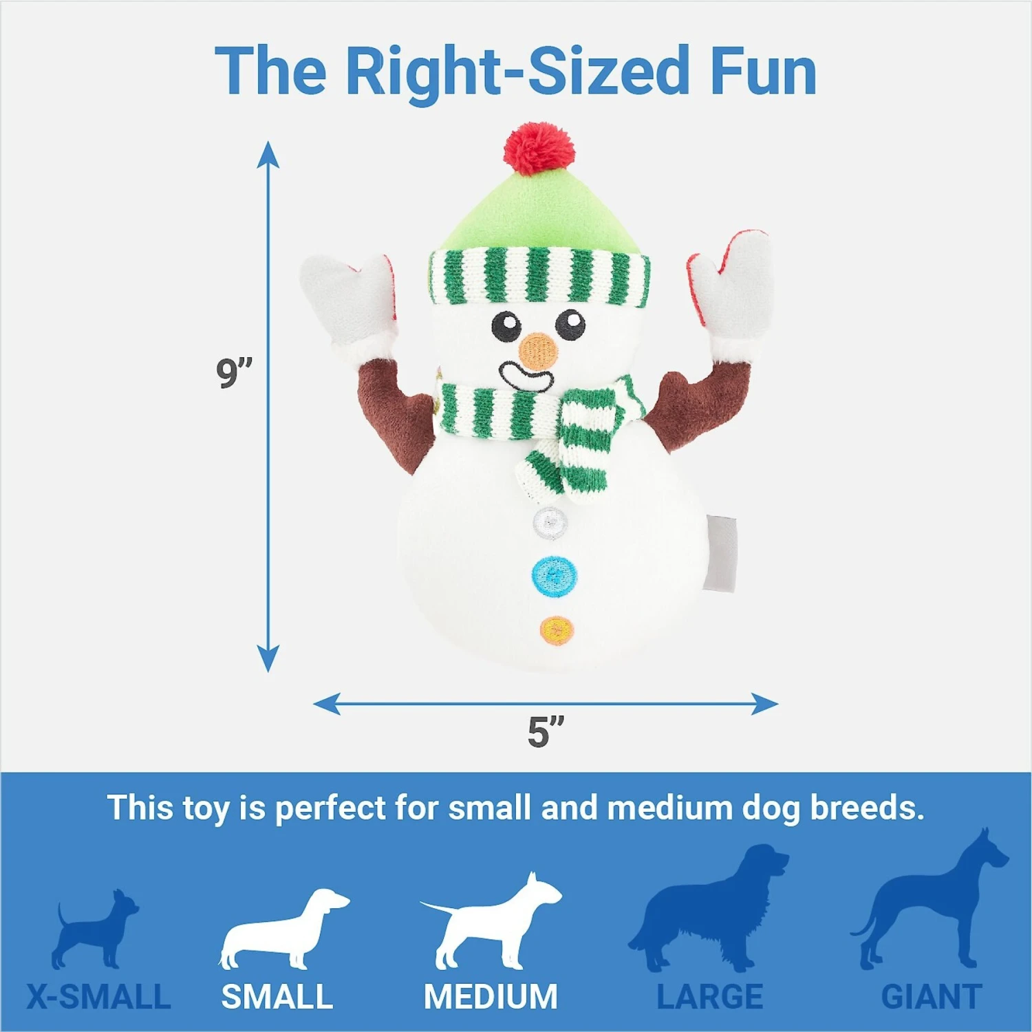 Frisco Holiday Naughty Or Nice Snowman Reversible Plush Squeaky Dog Toy - Image 3