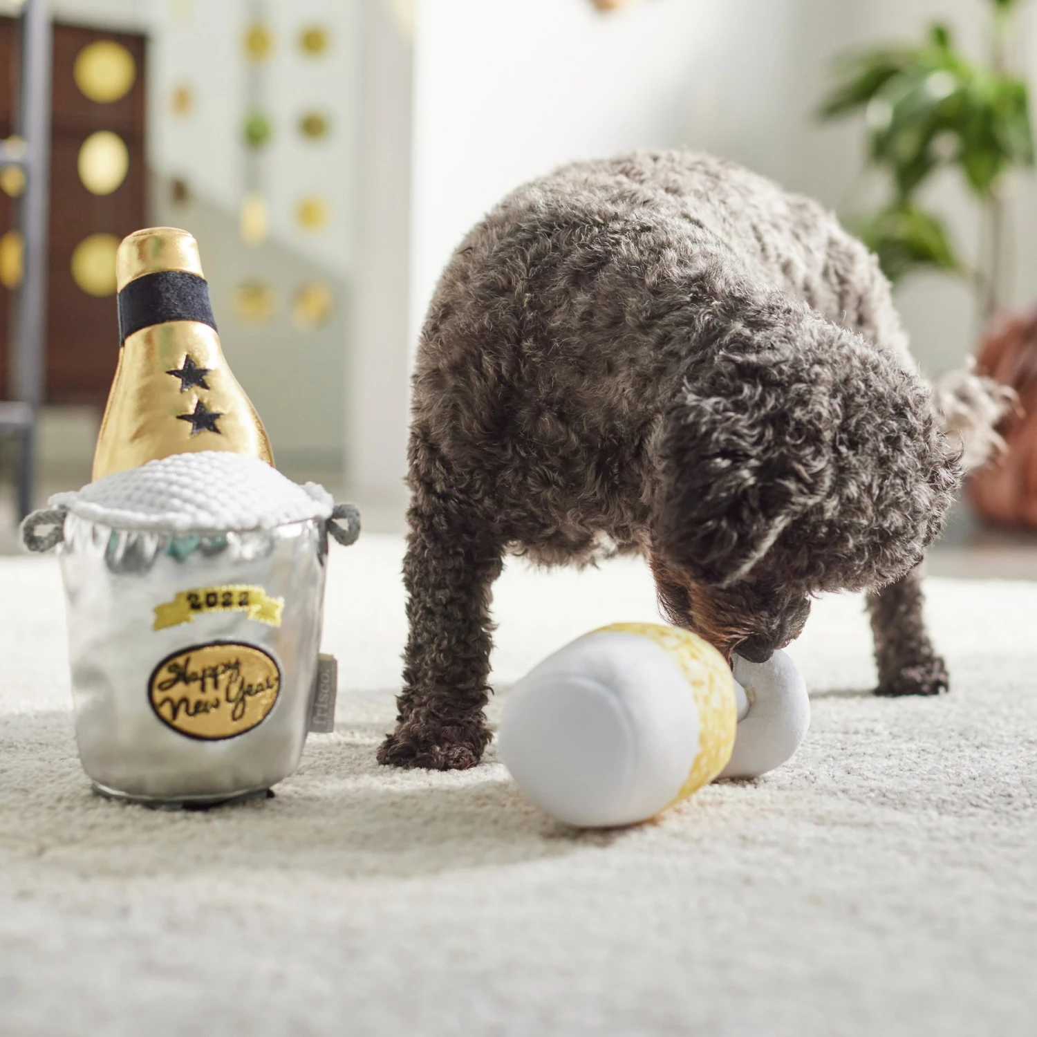 Frisco New Year's Eve Champagne & Flute Plush Squeaky Dog Toy - Image 3