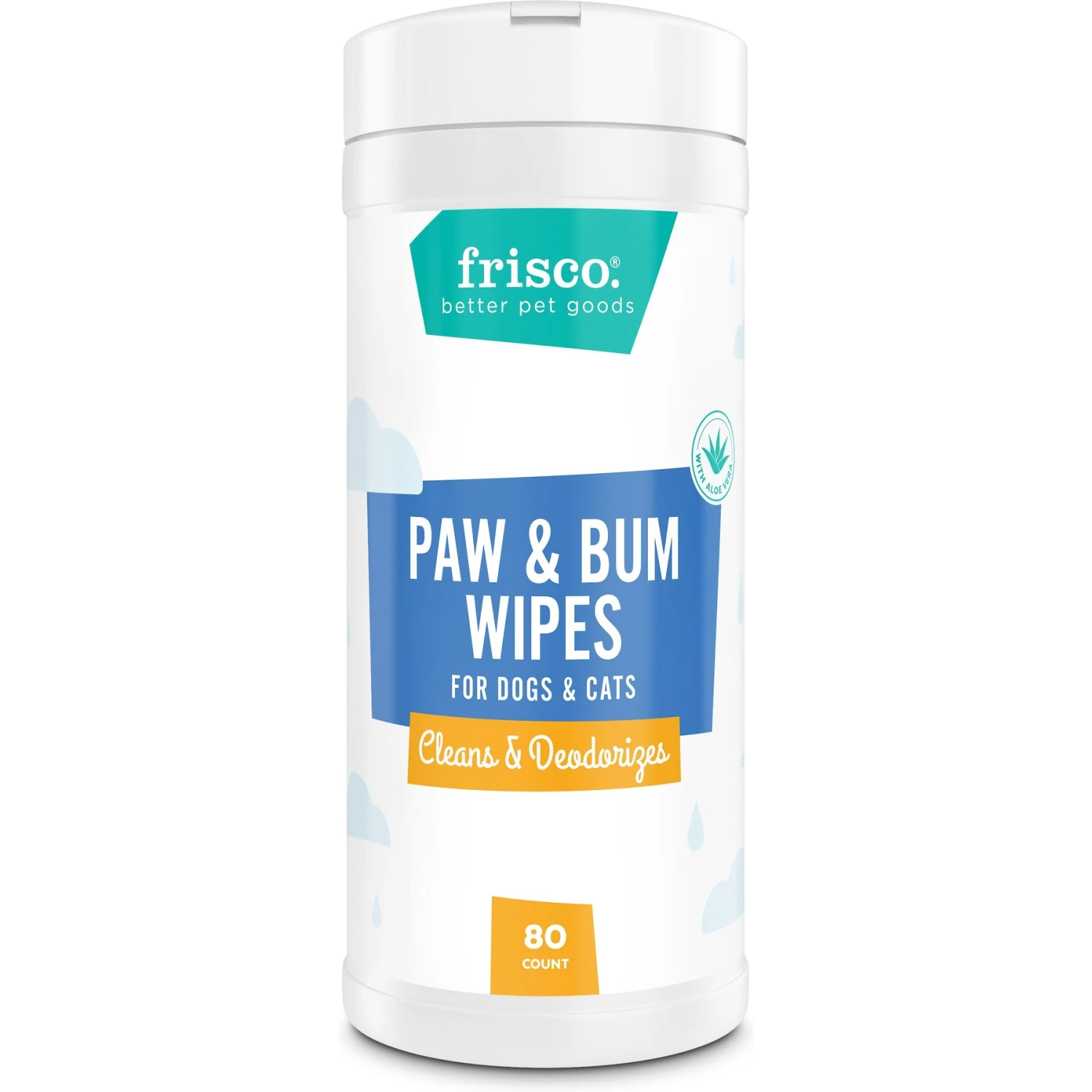 Frisco Deodorizing Paw & Bum Waterless Grooming Wipes For Dogs & Cats