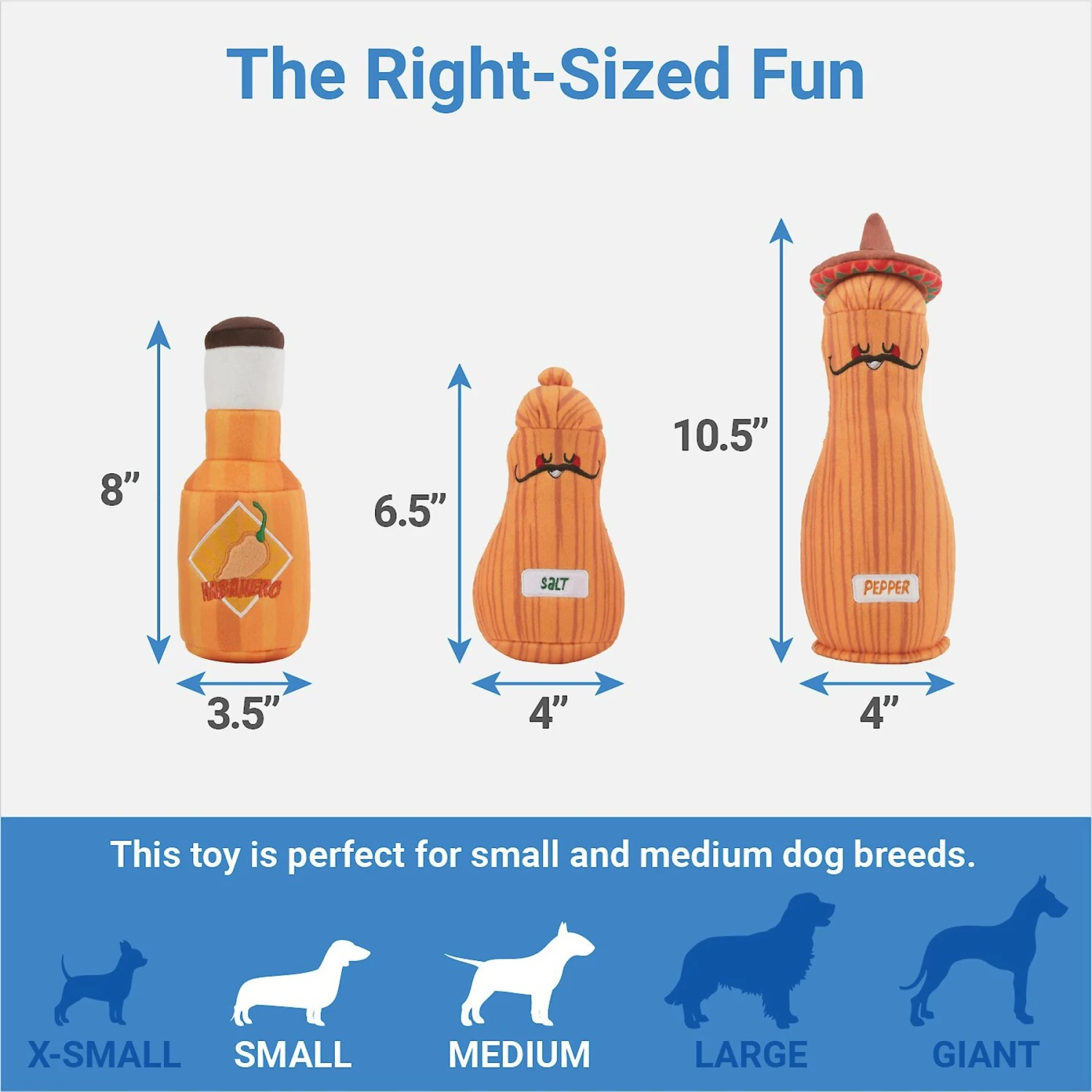 Frisco Brunch Salt, Pepper, Hot Sauce Plush Squeaky Dog Toy - Image 2