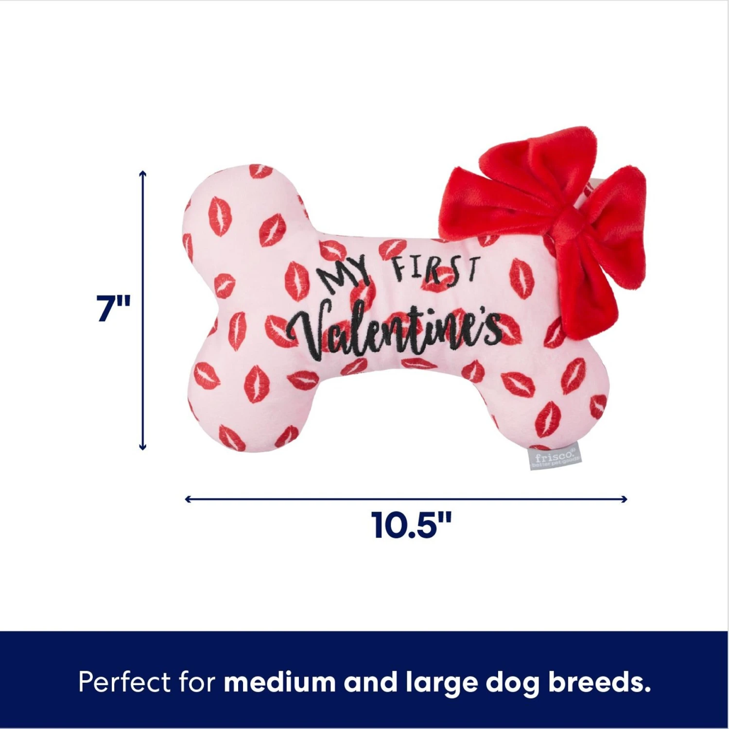Frisco Valentine My First Valentine's Bone Reversible Plush Squeaky Dog Toy - Image 2