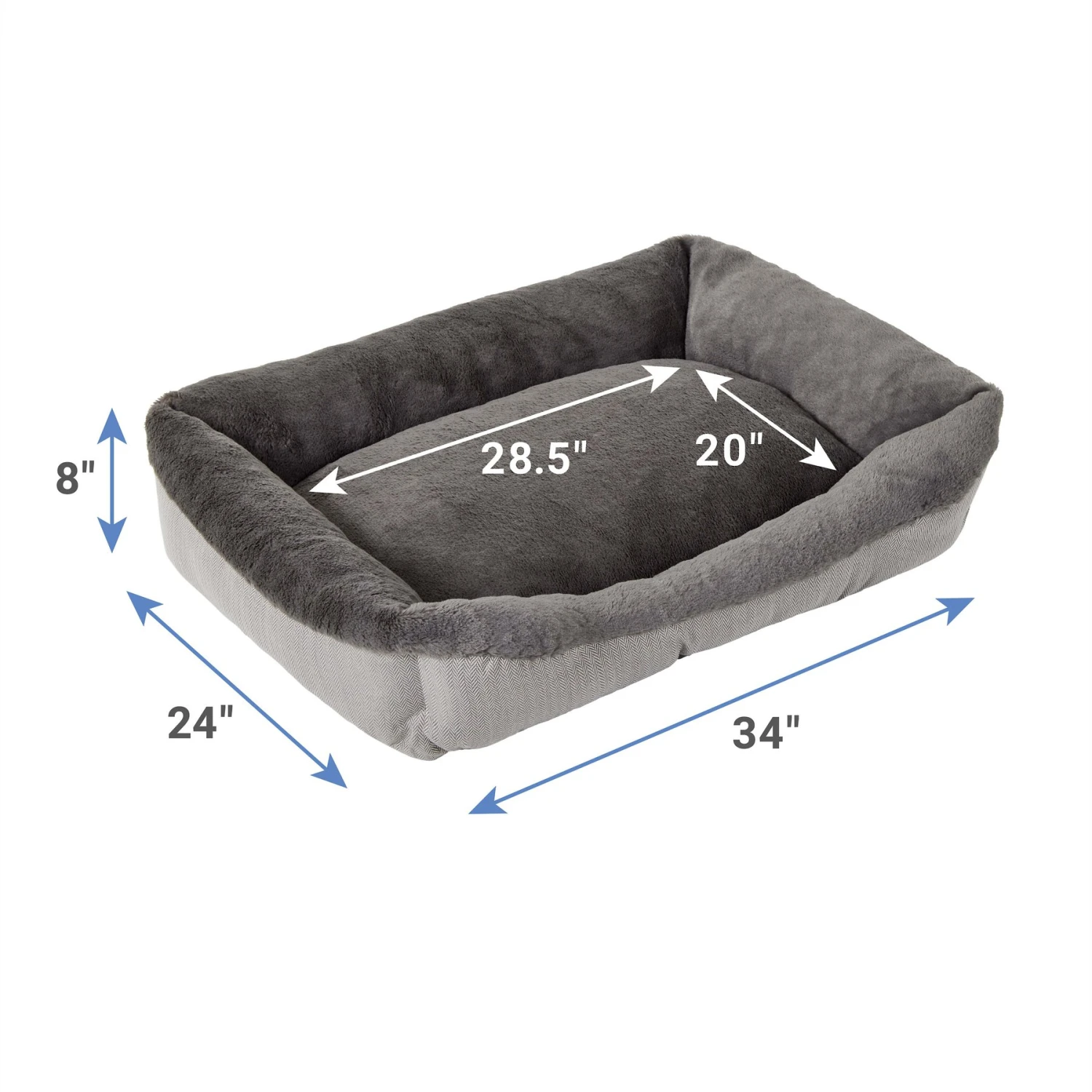 Frisco Herringbone Cuffed Cuddler Dog & Cat Bed - Image 2