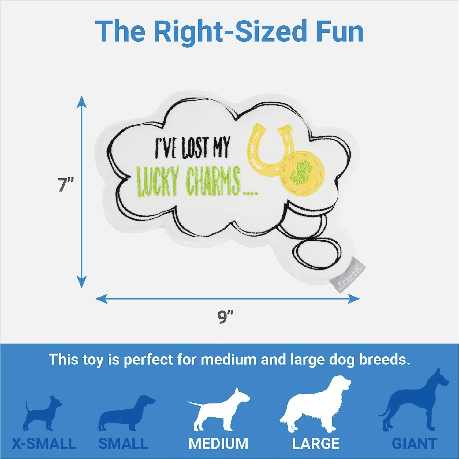 Frisco St. Patrick's Thought Bubble Reversible Plush Squeaky Dog Toy - Image 2