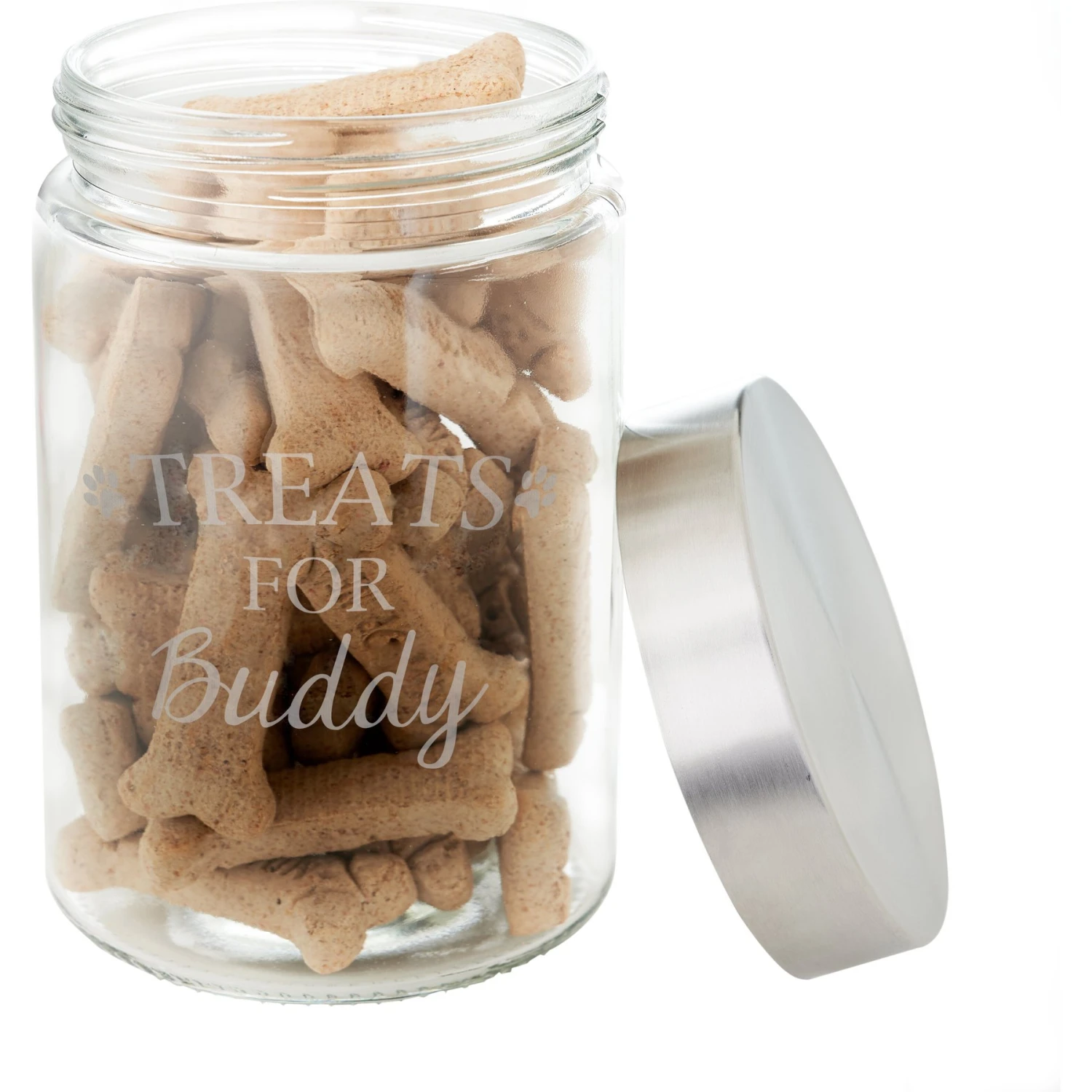 Frisco Paw Print Glass Personalized Treat Jar With Lid, 5 Cup, 40oz - Image 4