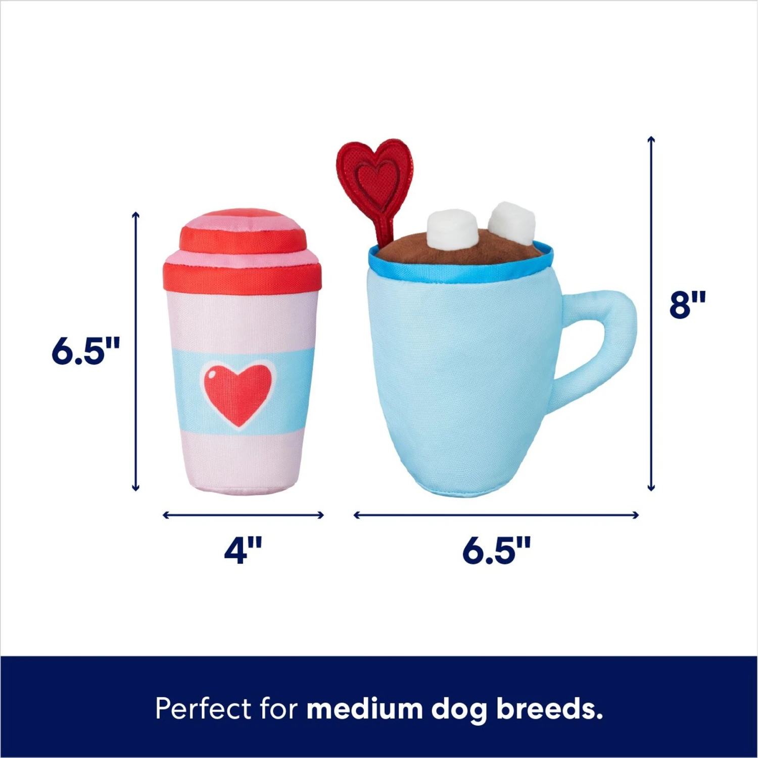 Frisco Valentine Coffee For Two Ballistic Nylon Plush Squeaky Dog Toy - Image 2