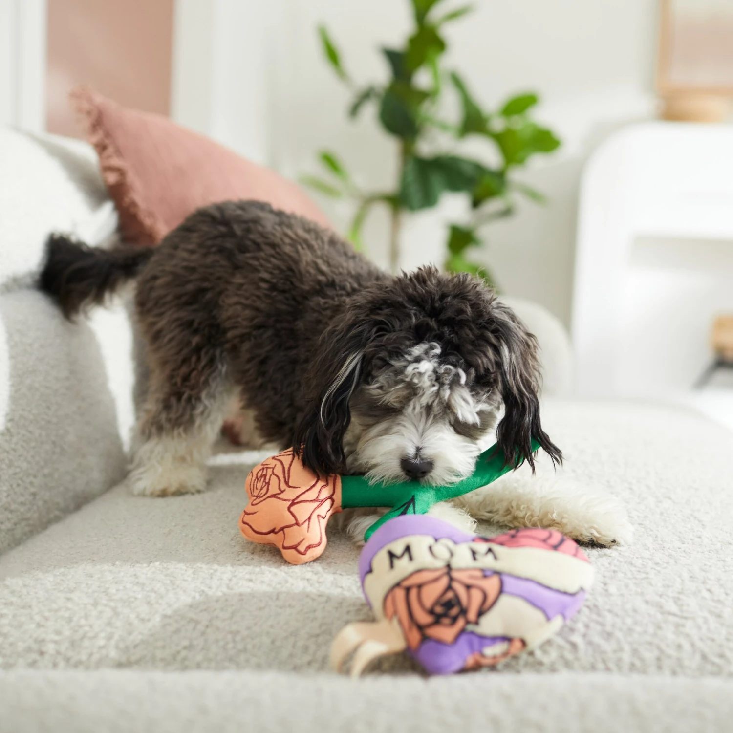 Frisco Mother's Day Rose & Heart Plush Squeaky Dog Toy, 2 Count - Image 3