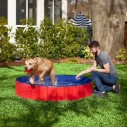 Frisco Outdoor Dog Swimming Pool, Red