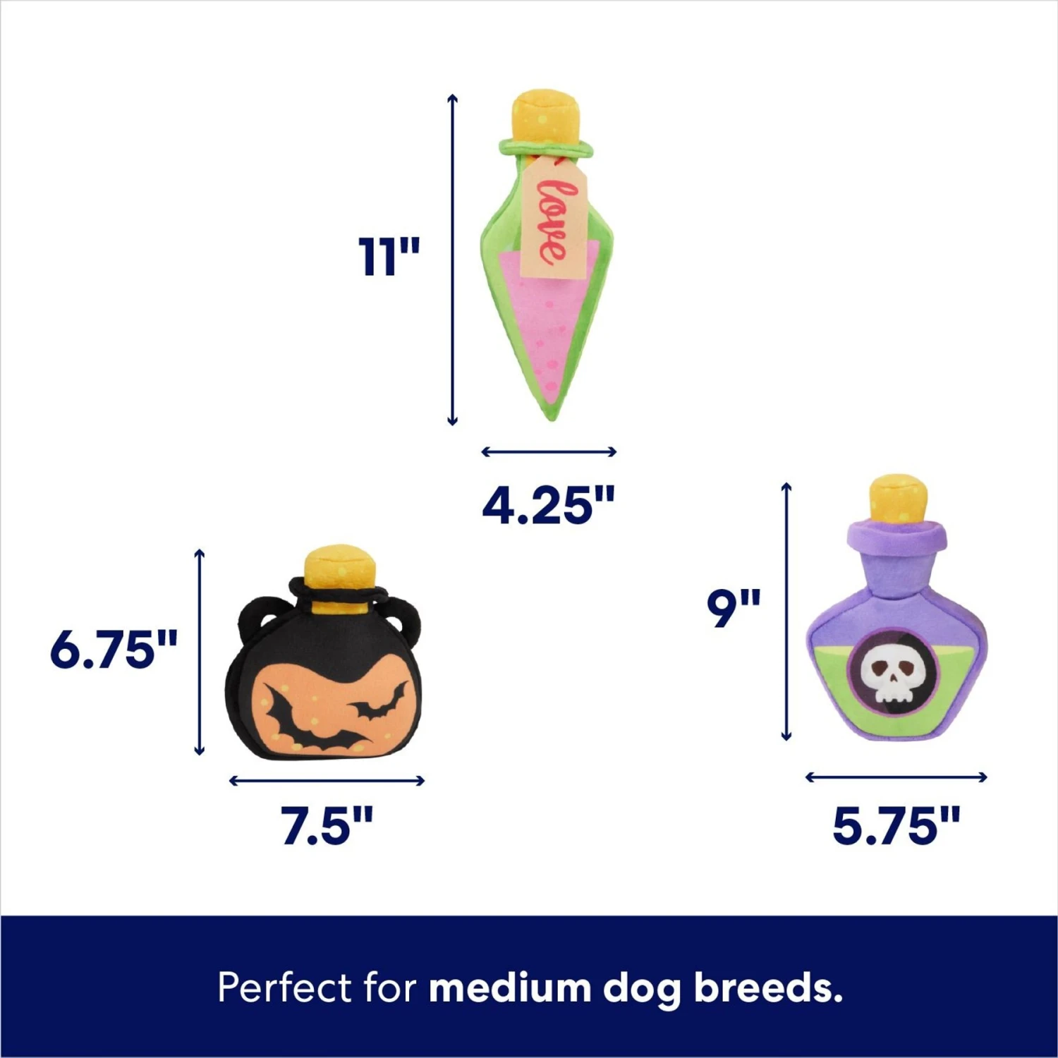 Frisco Halloween Potion Bottles Plush Squeaky Dog Toy - Image 2