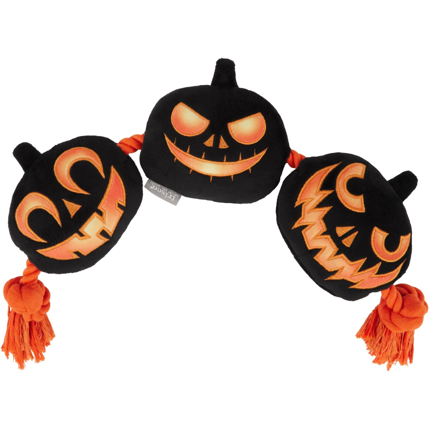 Frisco Halloween Pumpkins Plush With Rope Squeaky Dog Toy