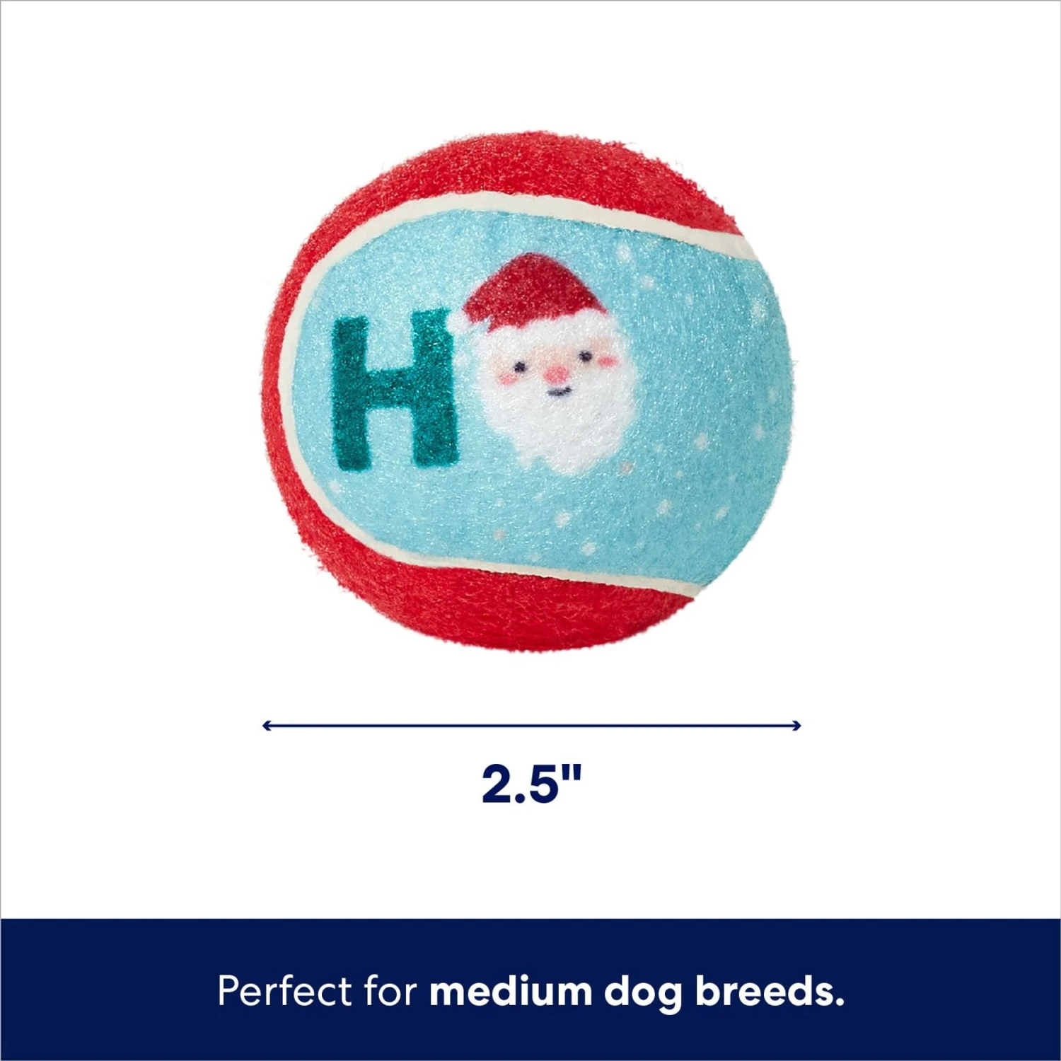 Frisco Holiday Ho Ho Ho Fetch Squeaky Tennis Ball Dog Toy - Image 2