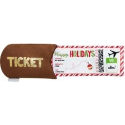 Frisco Holiday Home For The Holidays Airline Ticket Bungee Plush Squeaky Dog Toy