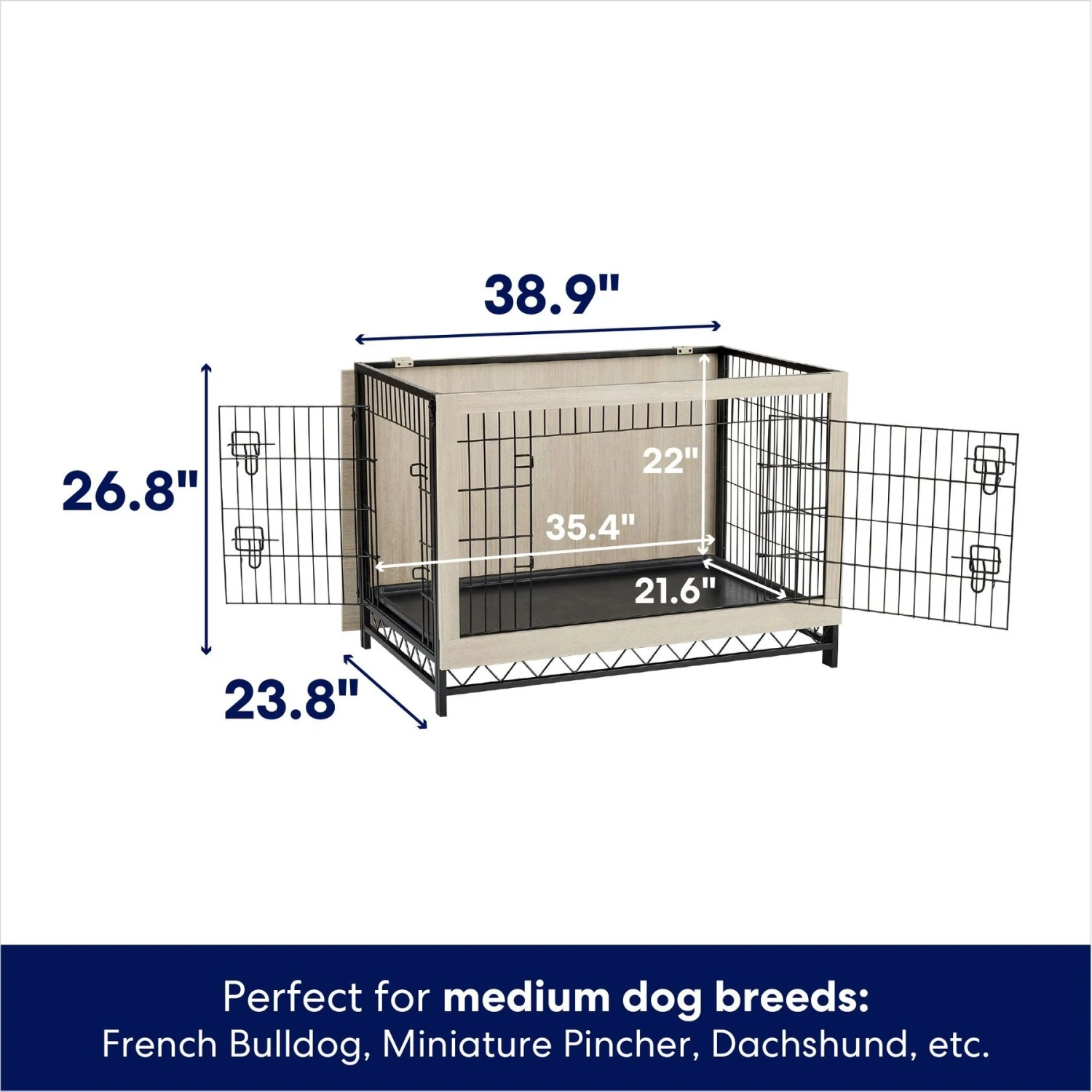 Frisco Easy Set-Up Wood Furniture Style Dog Crates - Image 2