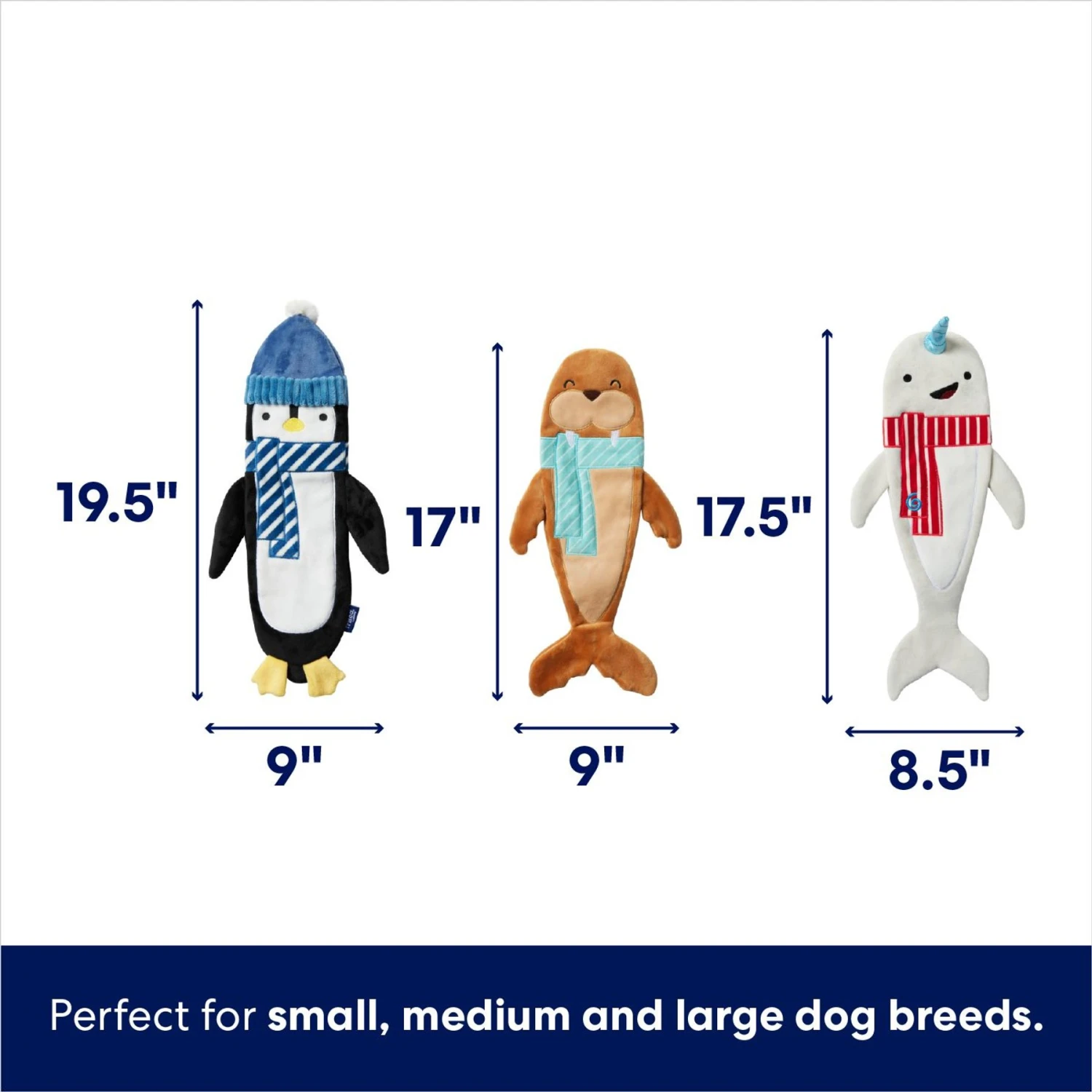 Frisco Holiday Arctic Friends Stuffing-Free Skinny Plush Squeaky Dog Toy - Image 2