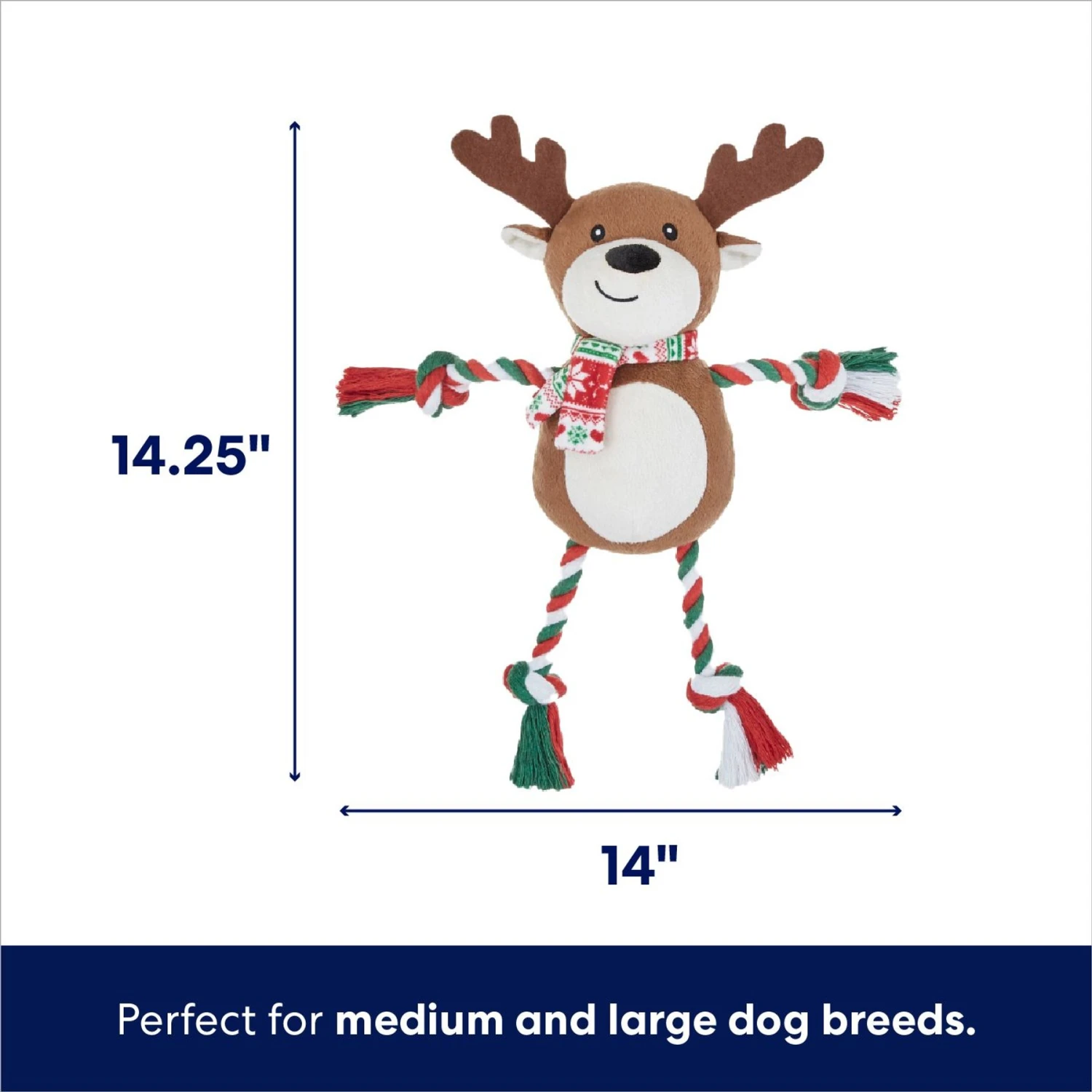 Frisco Holiday Snowman Plush With Rope Squeaky Dog Toy & Frisco Holiday Reindeer Plush With Rope Squeaky Dog Toy - Image 7