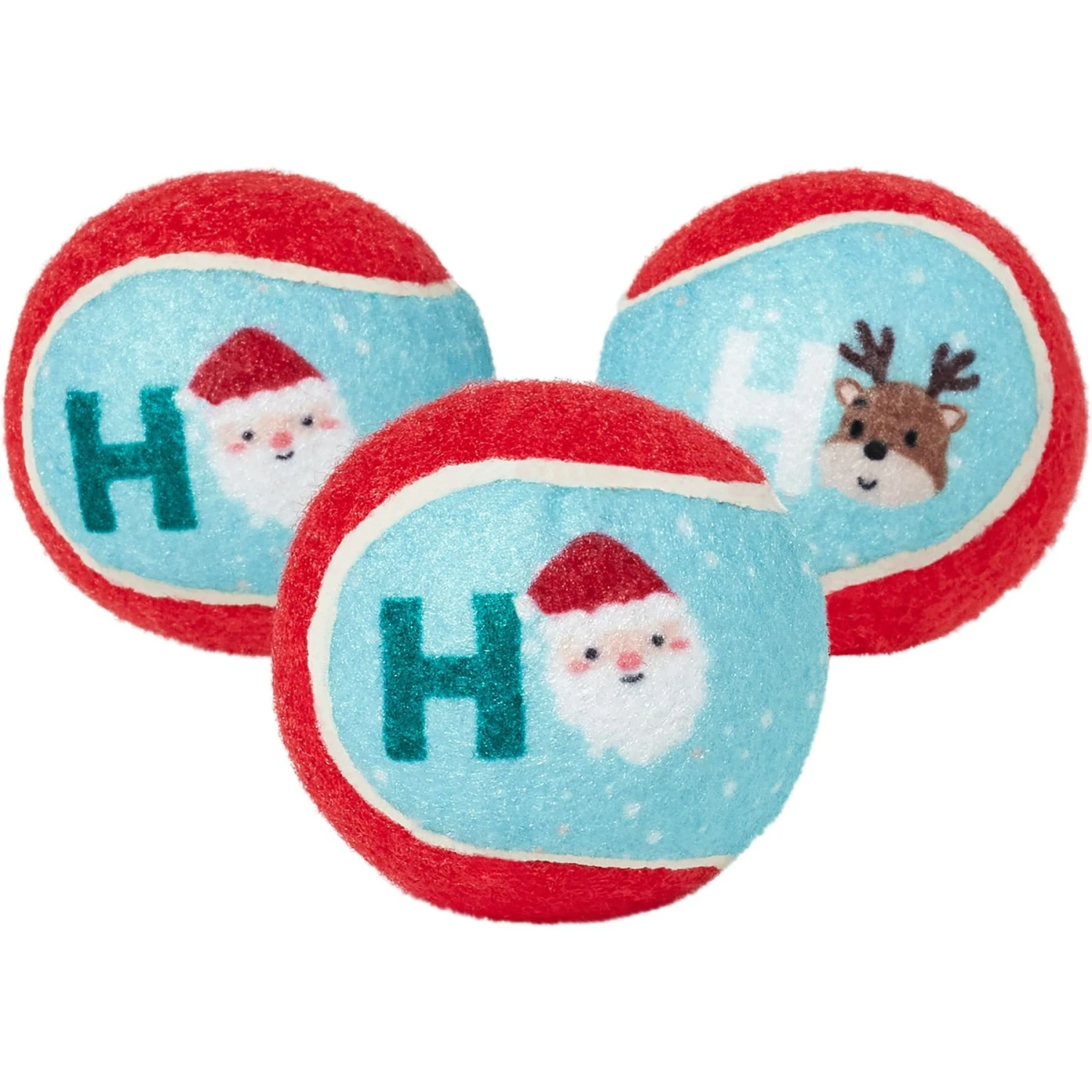 Frisco Holiday Santa's Helpers Plush Squeaky Dog Toy, 3 Count & Frisco Holiday Ho Ho Ho Fetch Squeaky Tennis Ball Dog Toy - Image 5